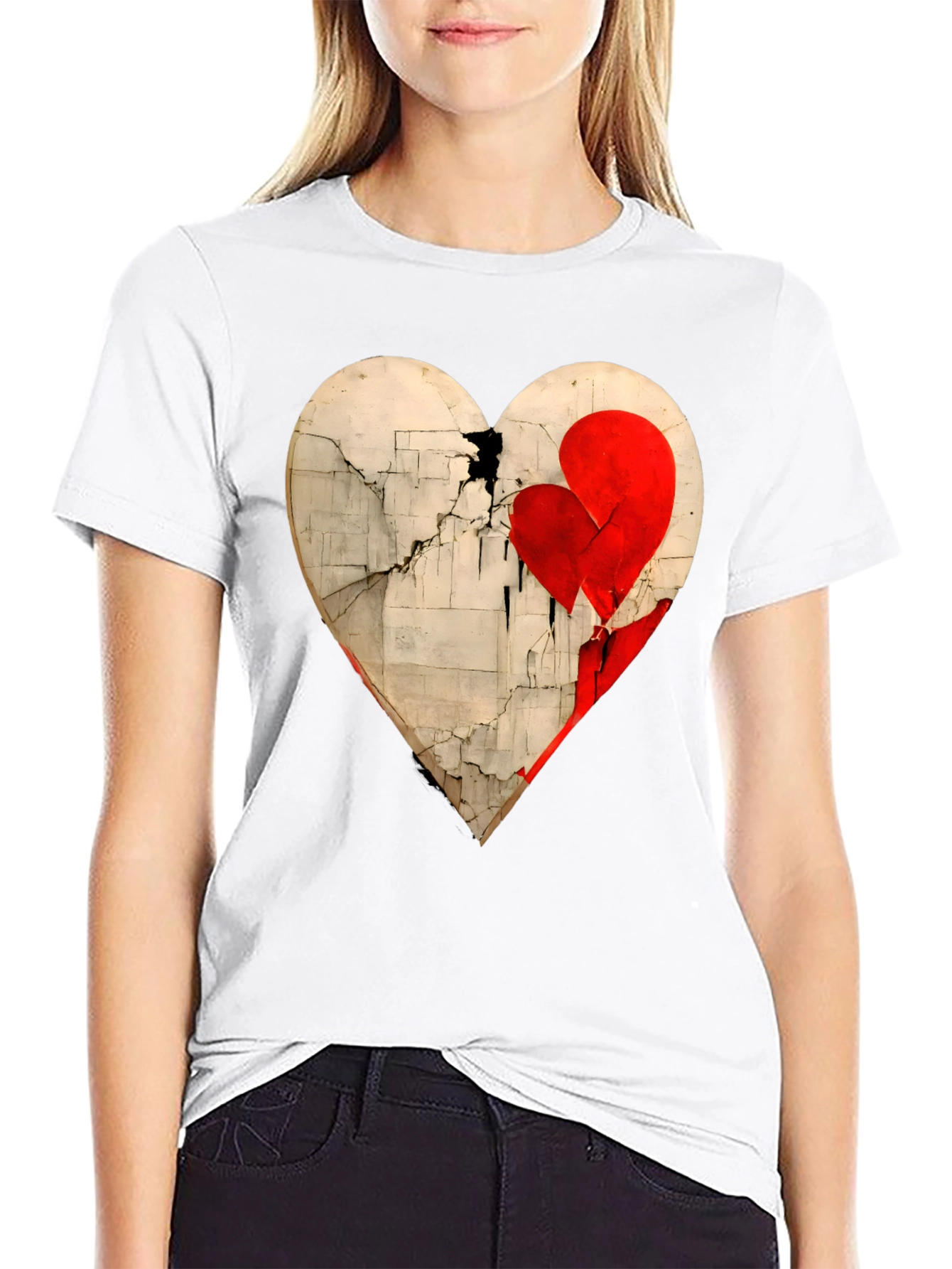 Black Heart Graphic Tee - Artistic Valentine's Day Shirt view 9