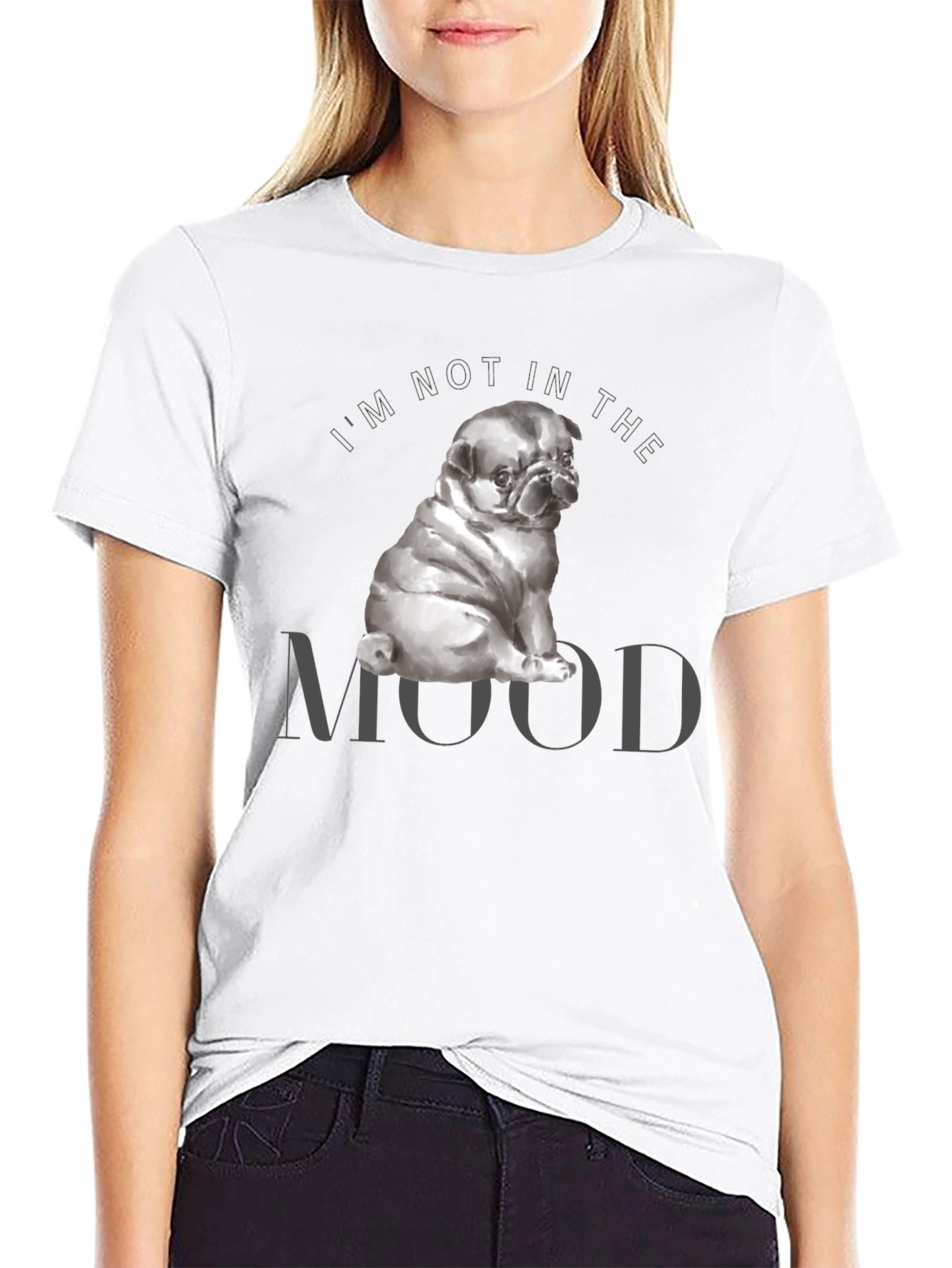 Black Pug Mood Graphic Tee - Men's Short Sleeve Black T-Shirt view 9