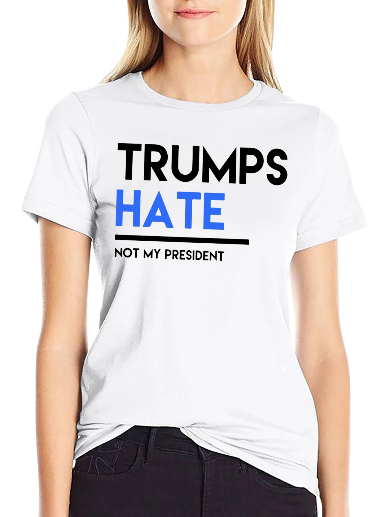 Black Trump's Hate Not My President Black Tee view 9