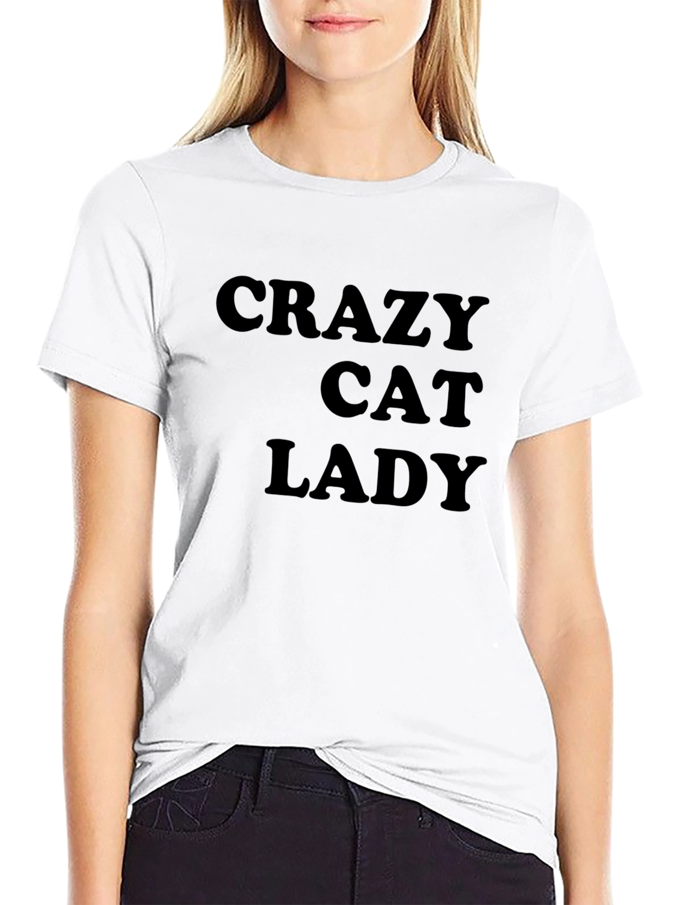 Black Crazy Cat Lady T-Shirt - Unisex Casual Tee view 9