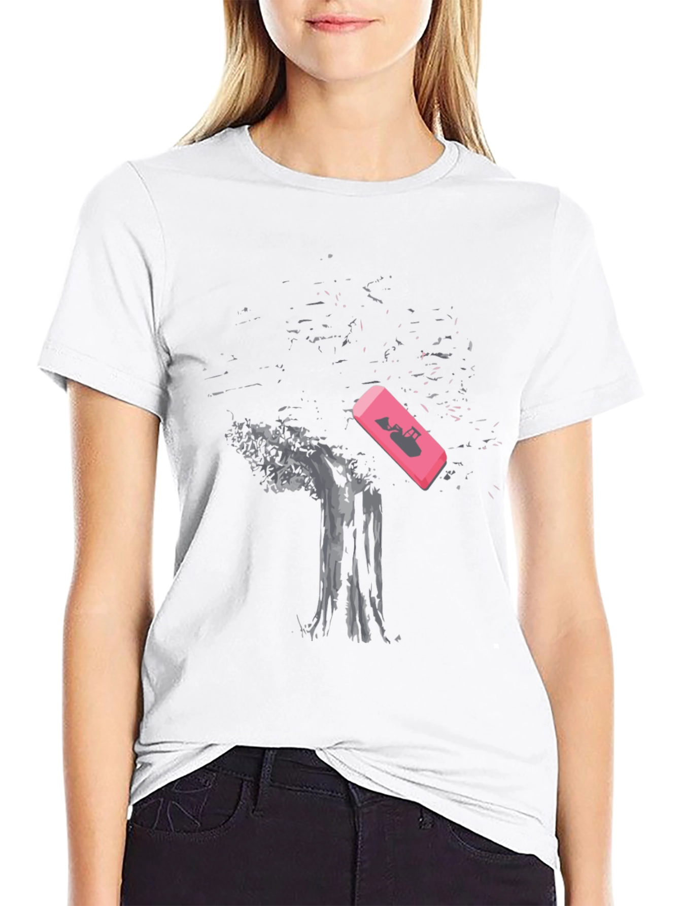 Black Eraser Tree Graphic Tee view 9