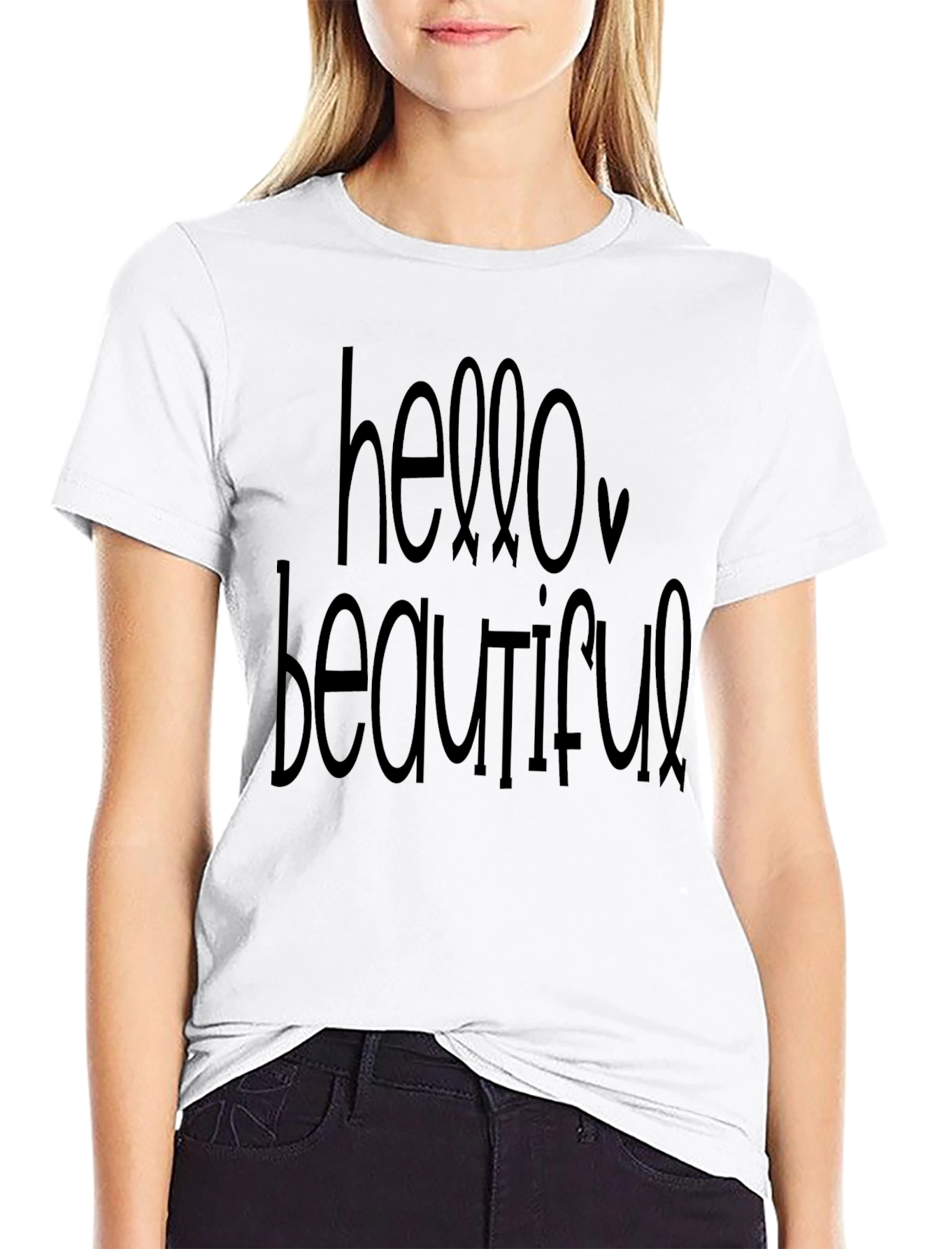 Black Hello Beautiful Graphic Tee - Black view 9