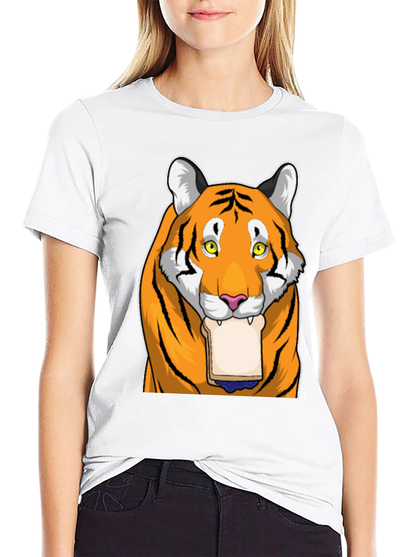 Black Tiger Eating Bread T-Shirt view 9
