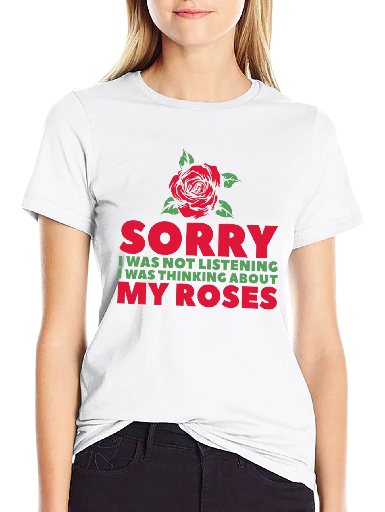 Black Sorry, Thinking About My Roses Graphic T-Shirt view 9
