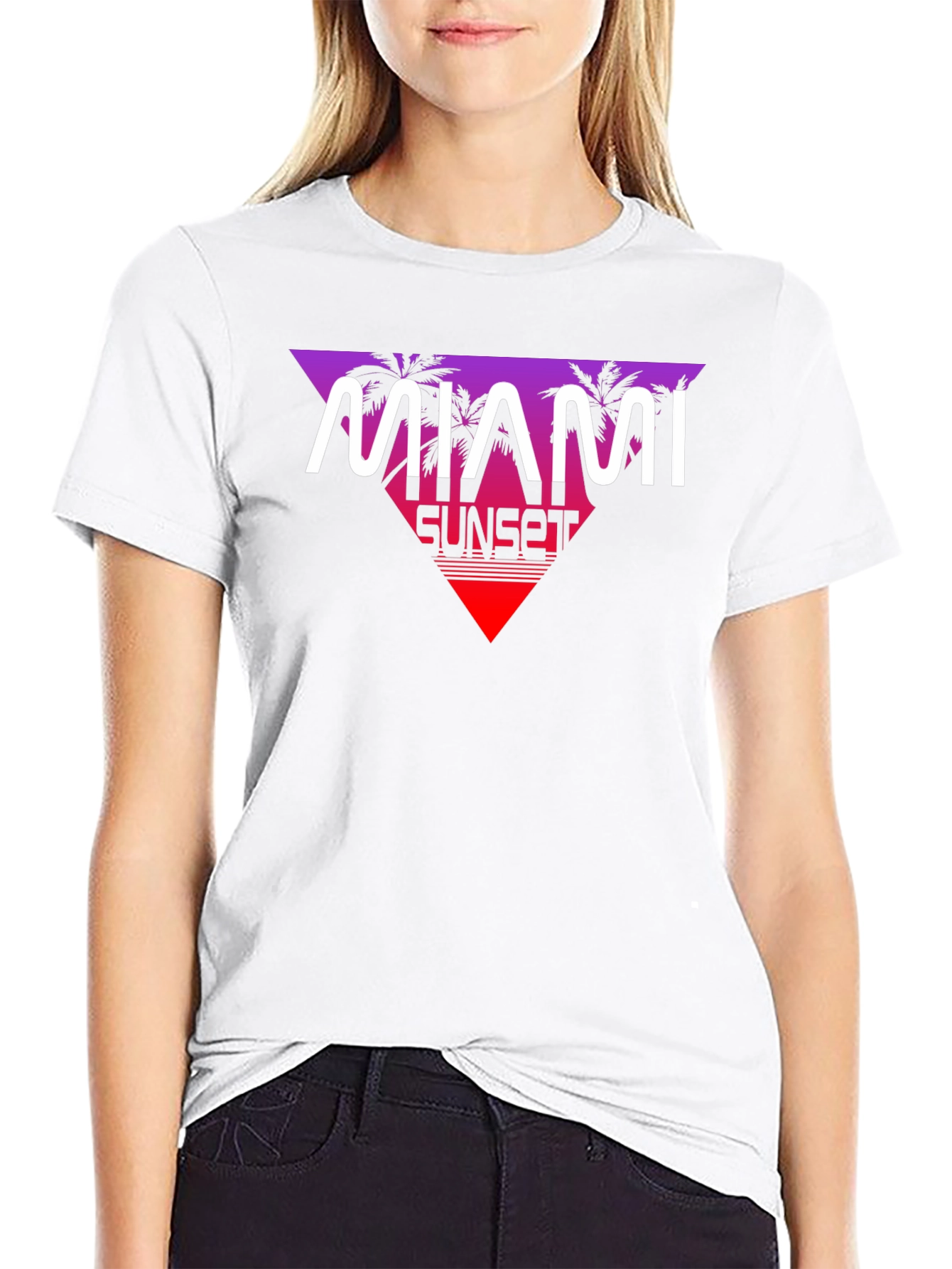Black Miami Sunset Retro T-Shirt view 9