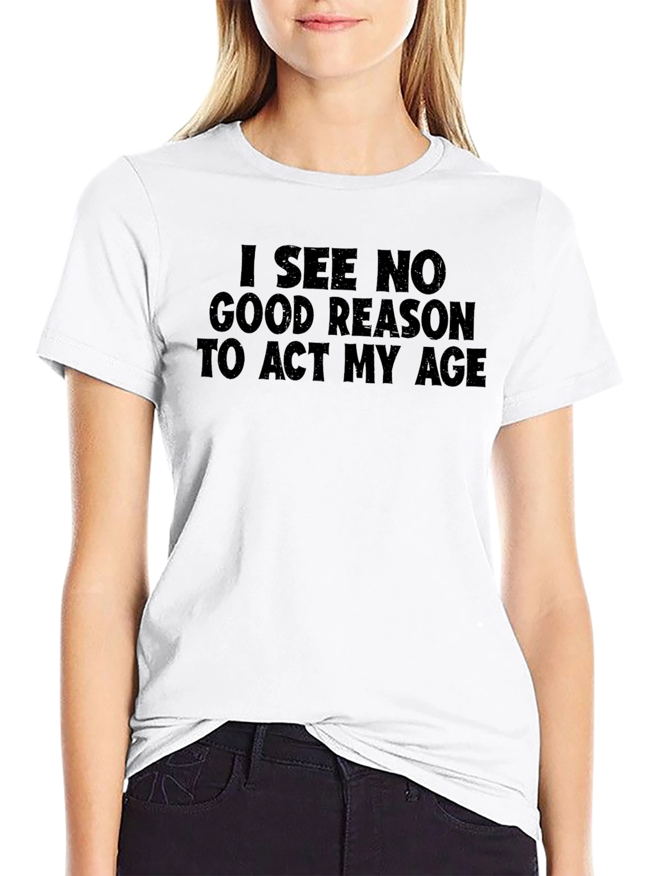 Black Funny "Act My Age" Graphic T-Shirt - Black Cotton Tee view 9
