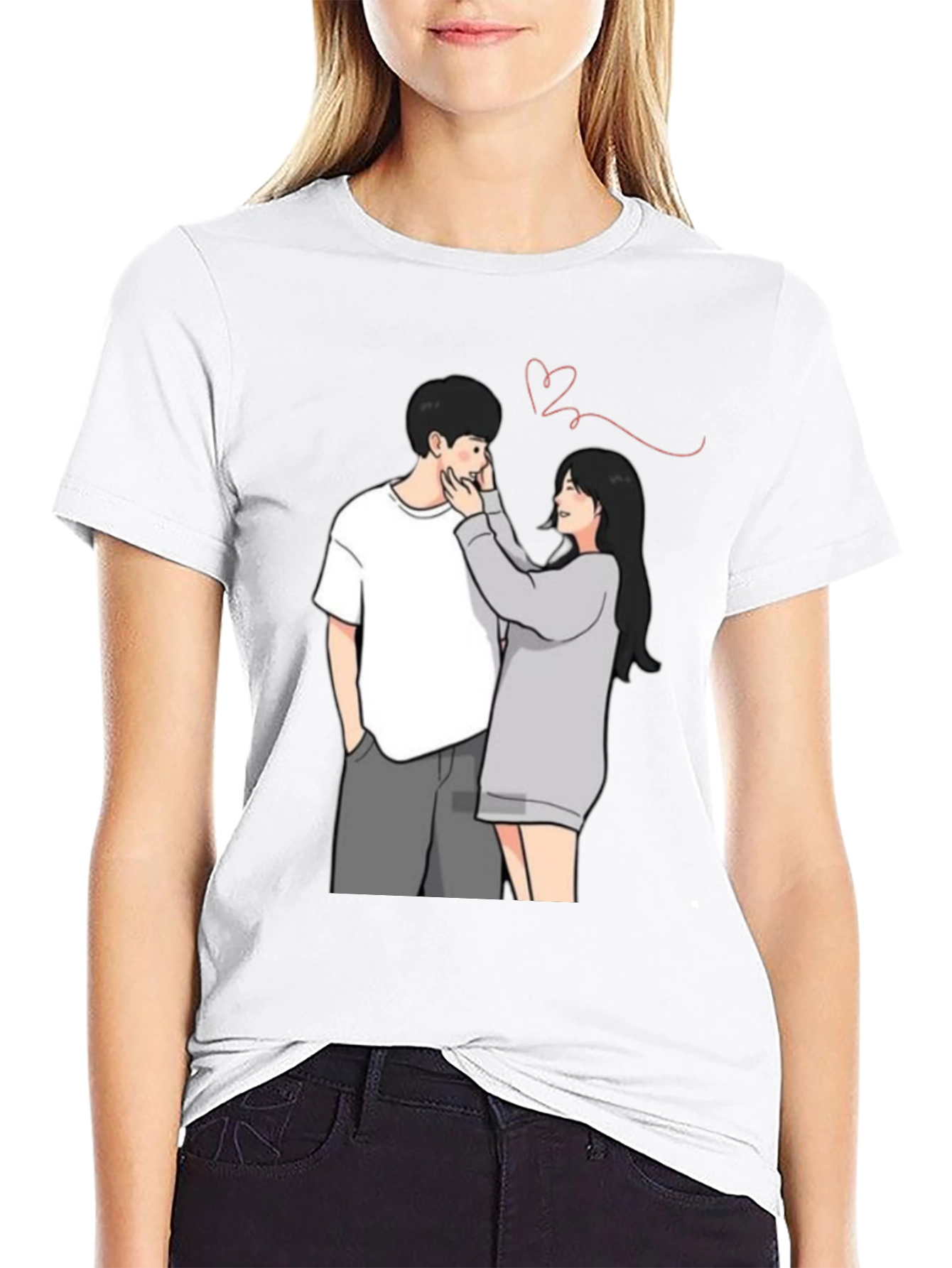 Black Couple Graphic Print Tee - Black view 9