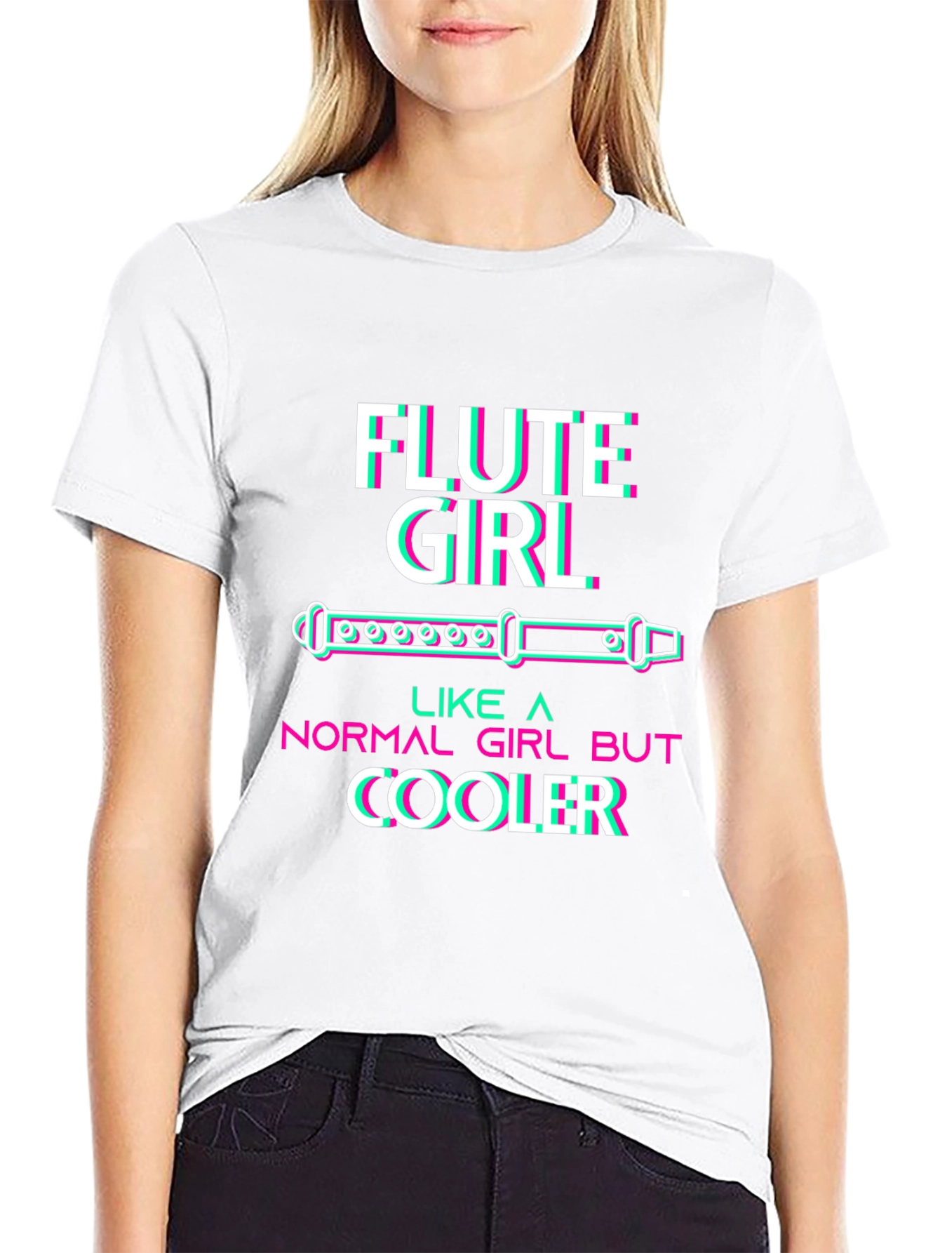 Black Flute Girl T-Shirt - Music Lover Tee view 9