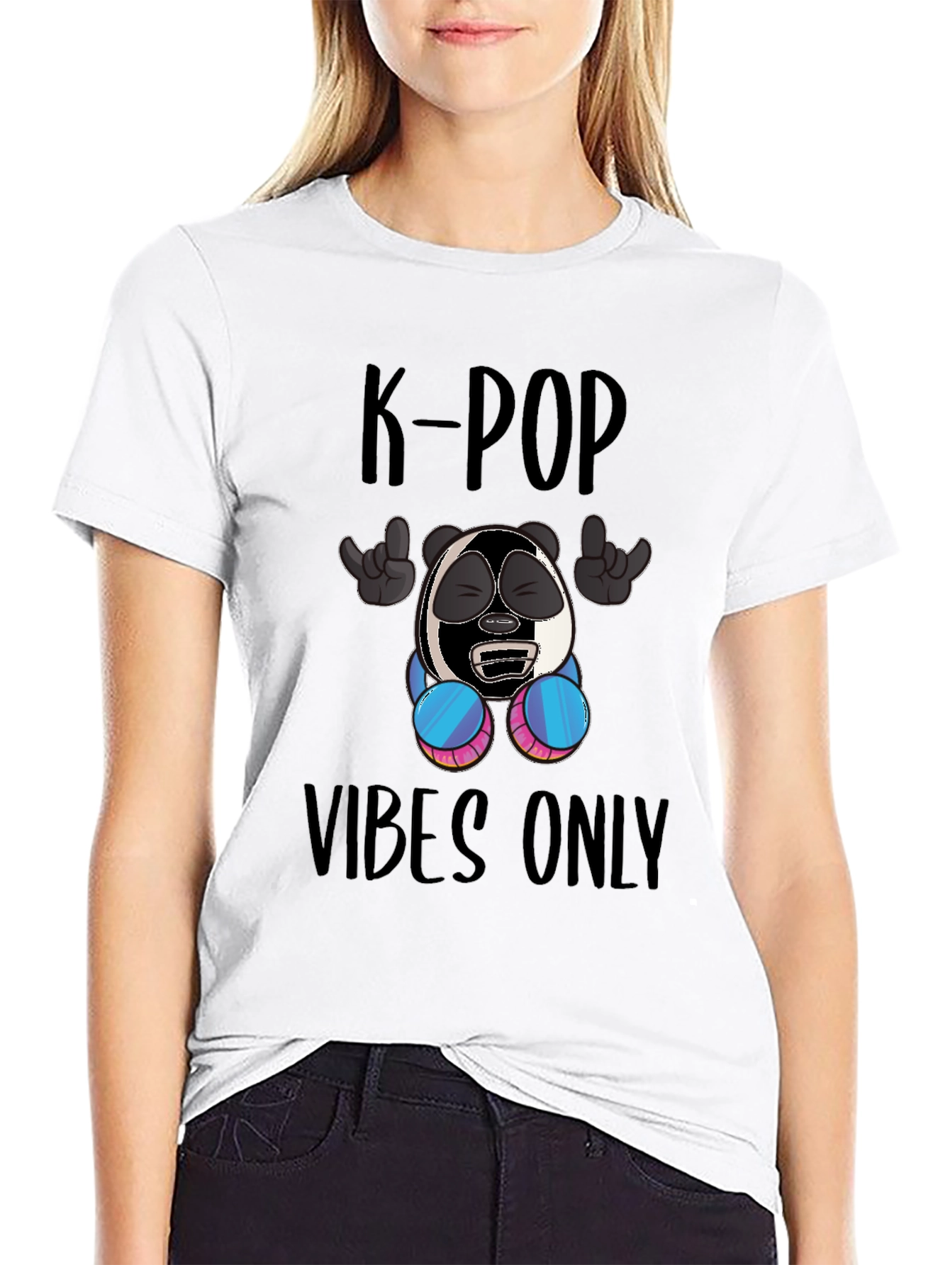 Black K-Pop Vibes Only Graphic Tee - Fun Style view 9