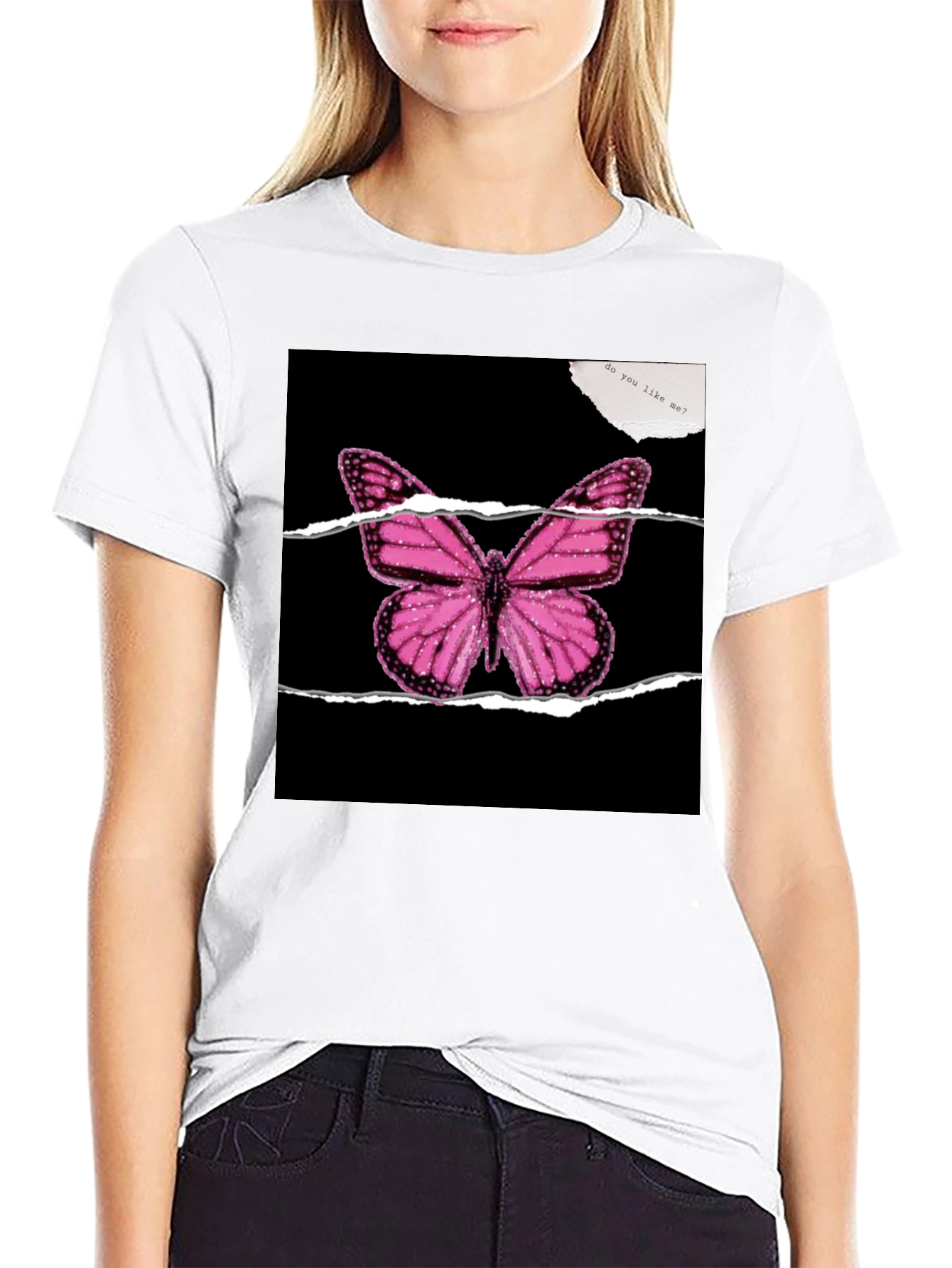 Black Butterfly Graphic Black T-Shirt view 9