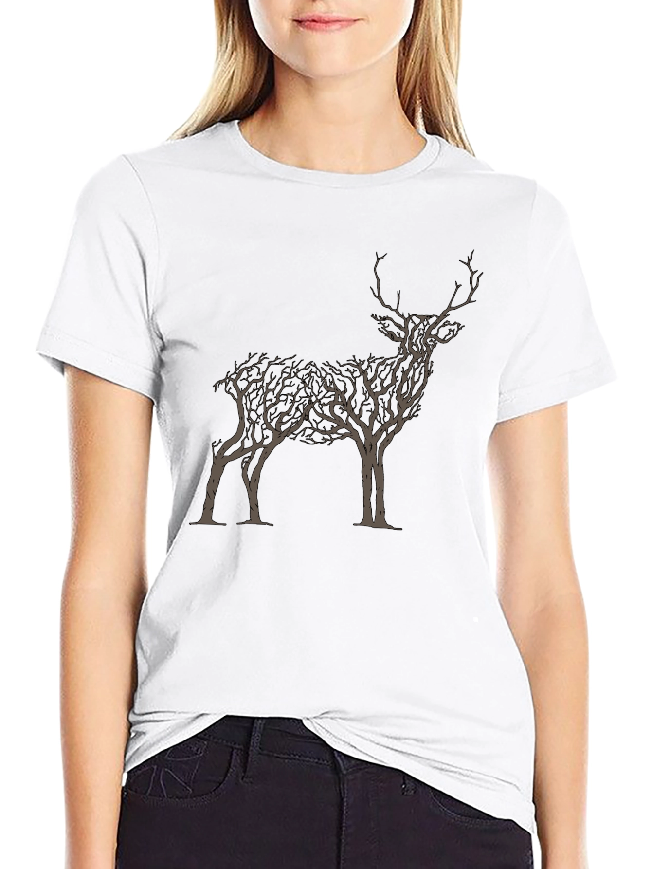 Black Nature Stag Graphic Tee - Black Cotton Blend view 9