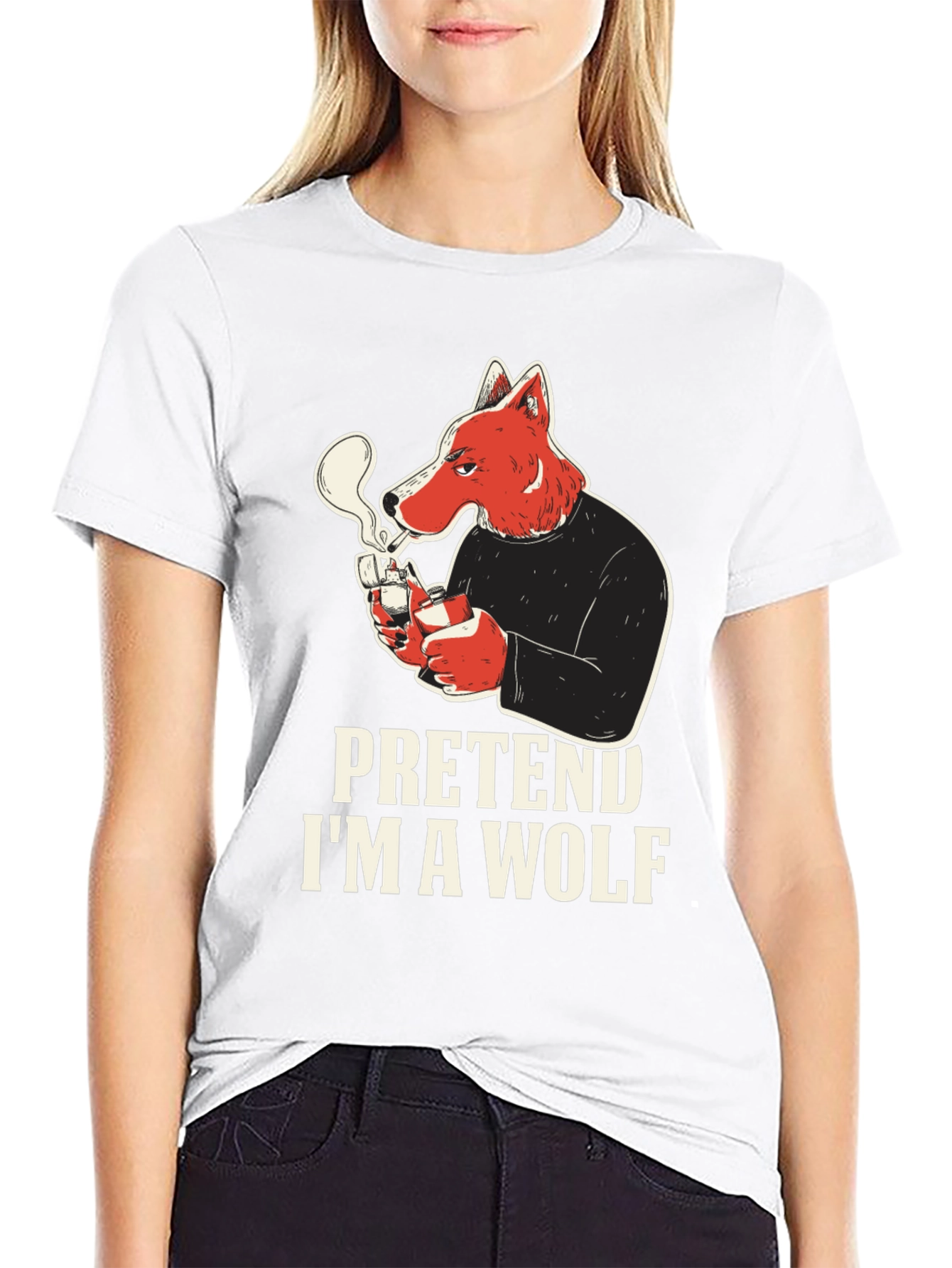 Black Pretend I'm A Wolf Graphic Tee view 9