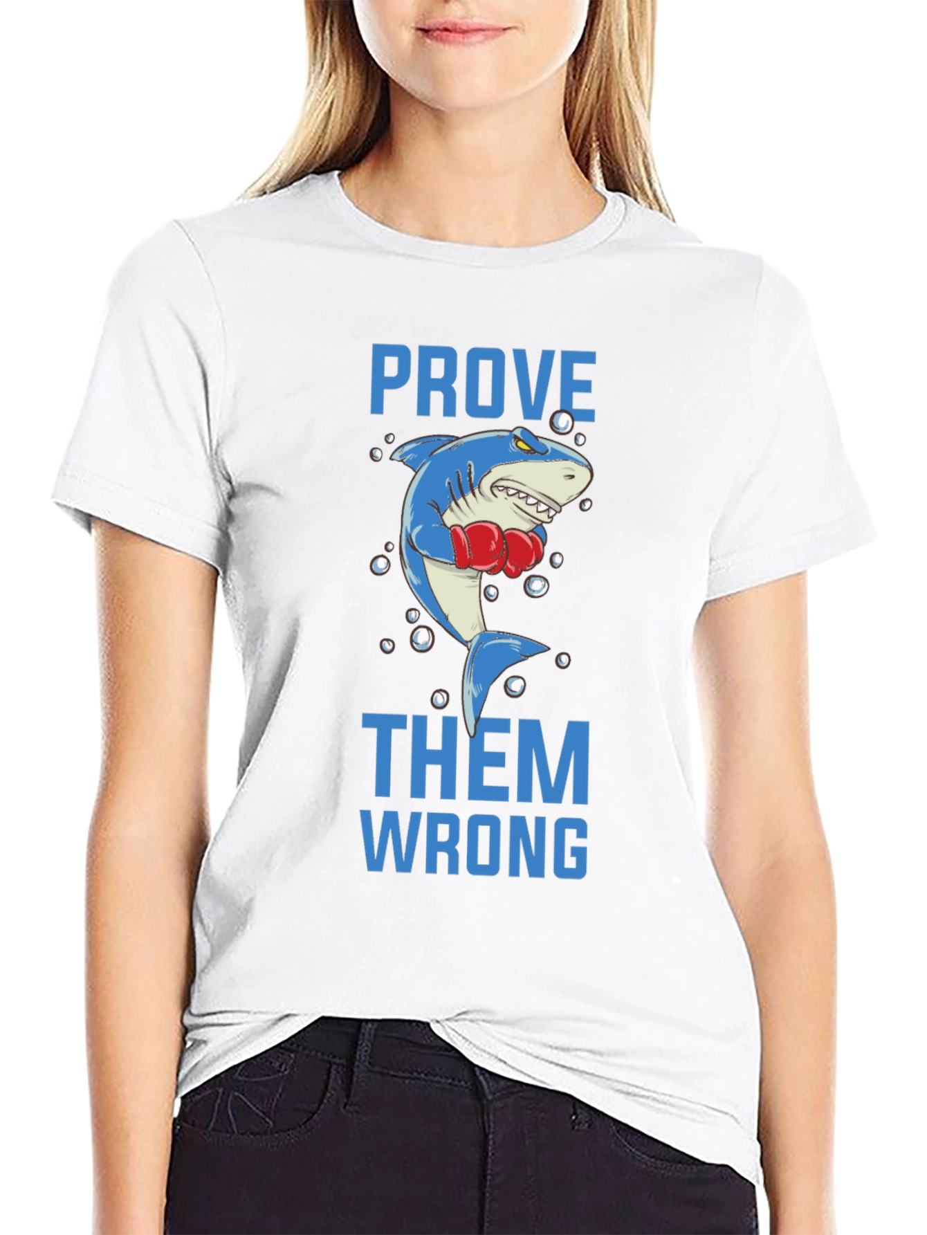 Black Prove Them Wrong Boxing Shark Graphic Tee view 9