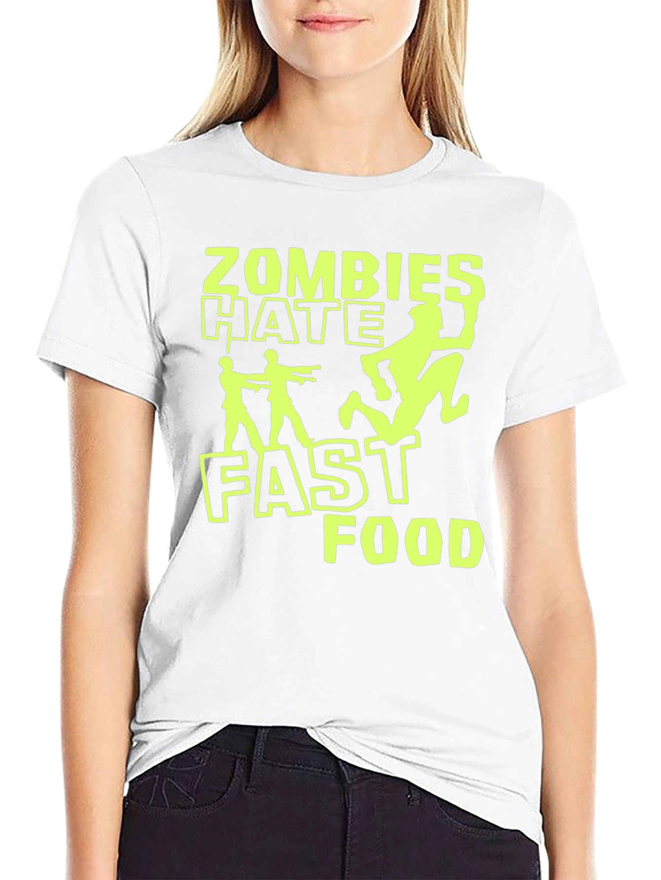 Black Zombies Hate Fast Food Graphic T-Shirt - Black view 9