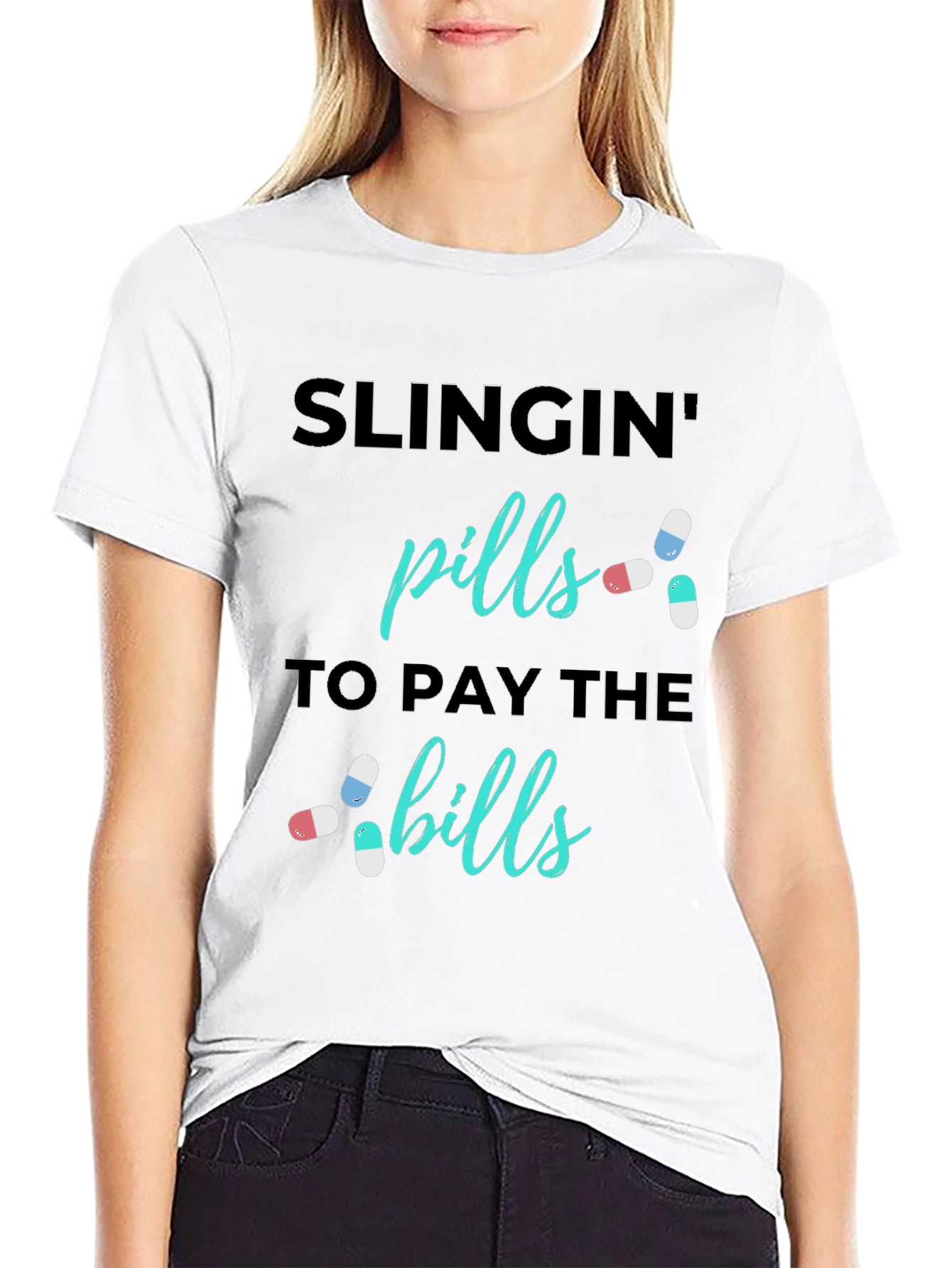Black Slingin' Pills Graphic Tee - Funny Medical Humor T-Shirt view 9