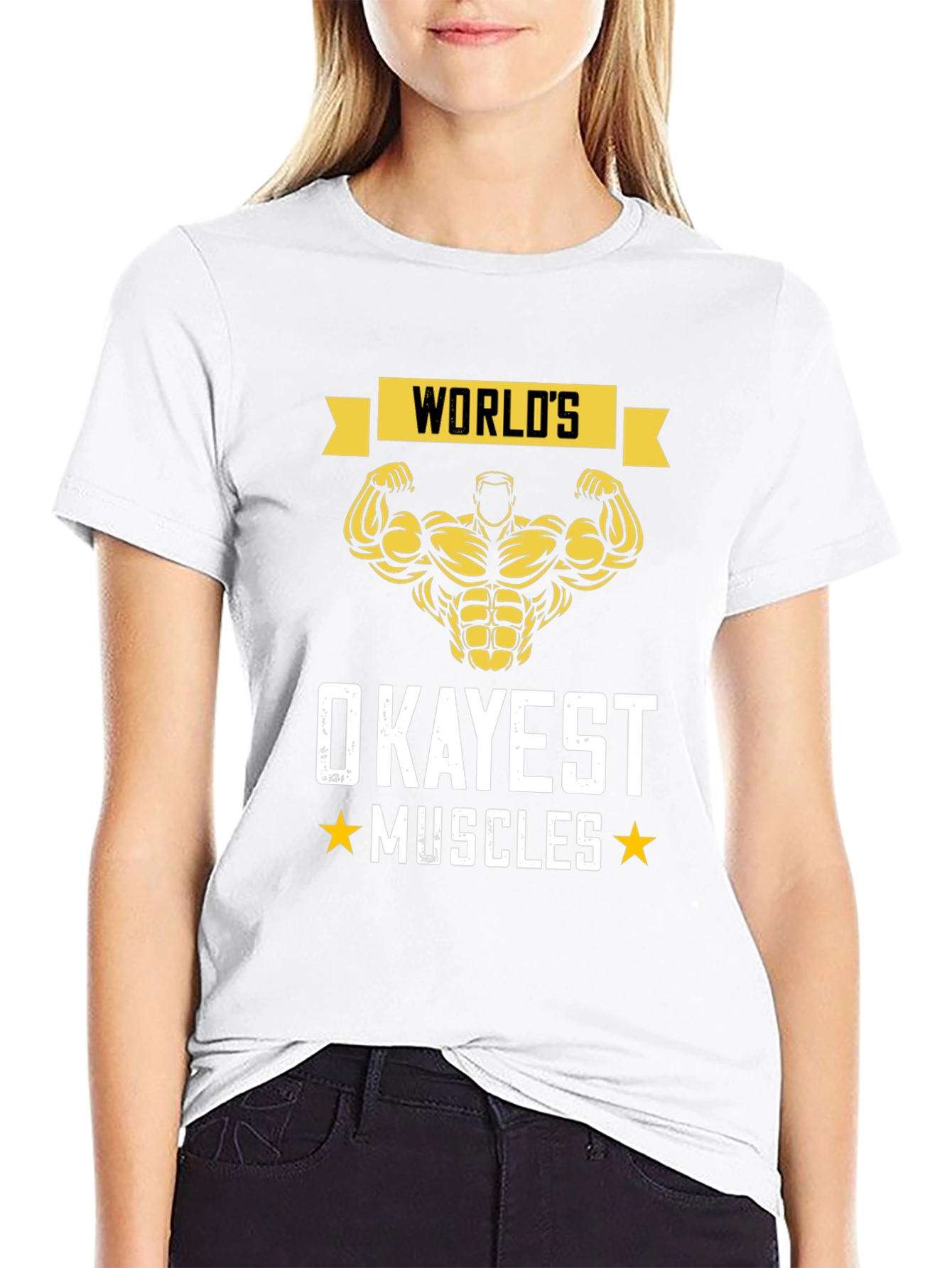 Black World's Okayest Muscles Graphic T-Shirt view 9