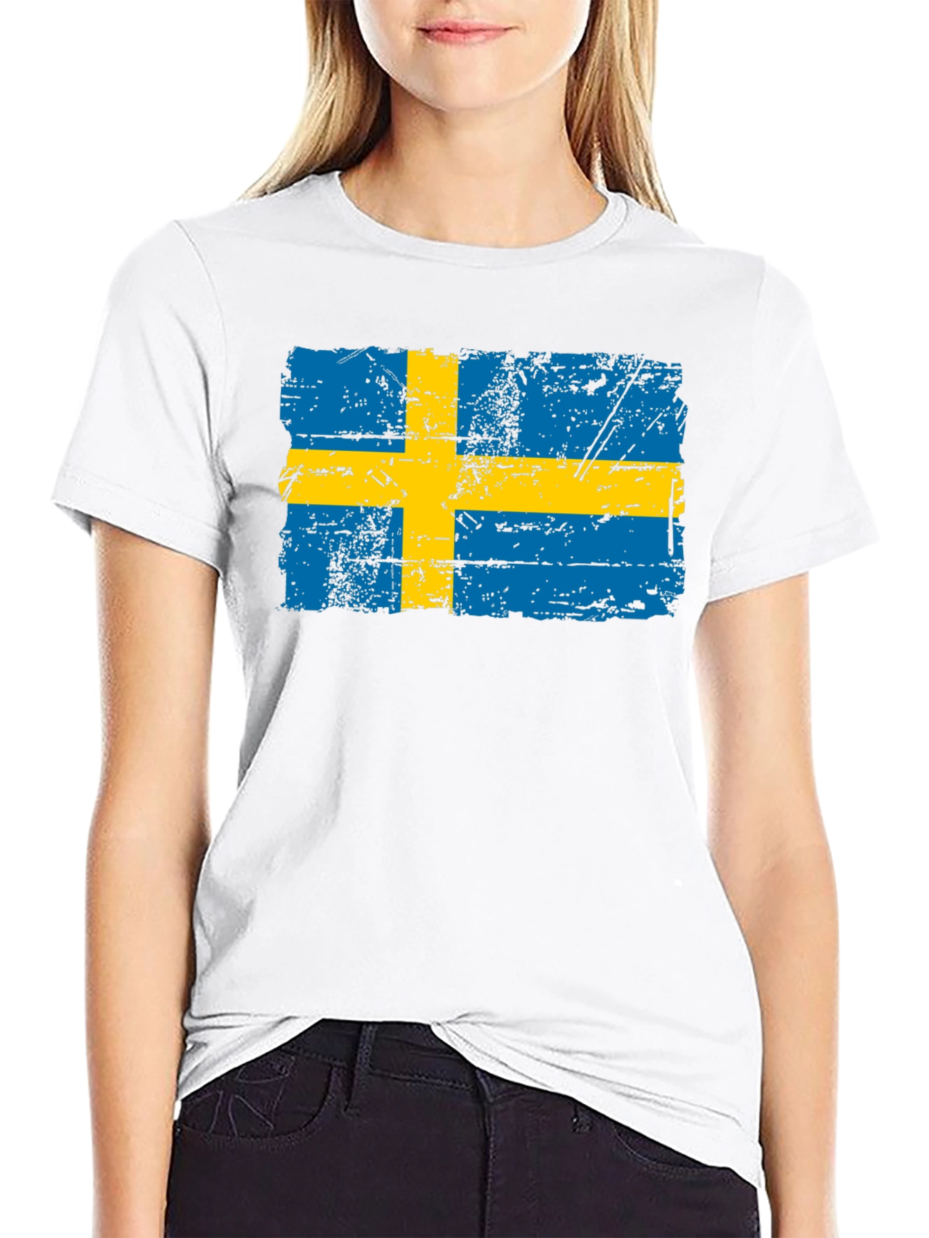 Black Sweden Flag Distressed T-Shirt view 9