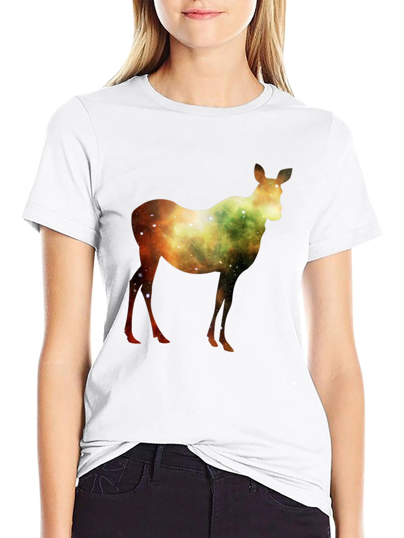 Black Galaxy Deer Graphic T-Shirt - Stylish & Unique view 9