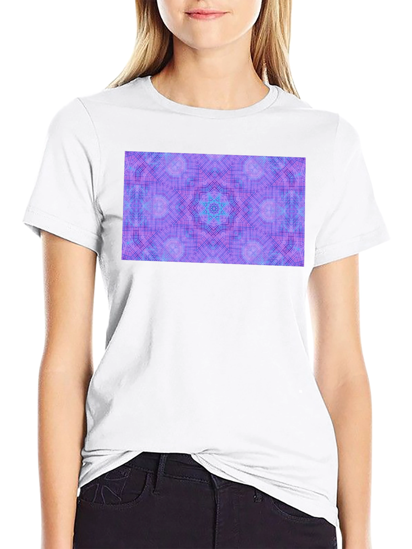 Black Kaleidoscope Pattern T-Shirt - Unisex view 9