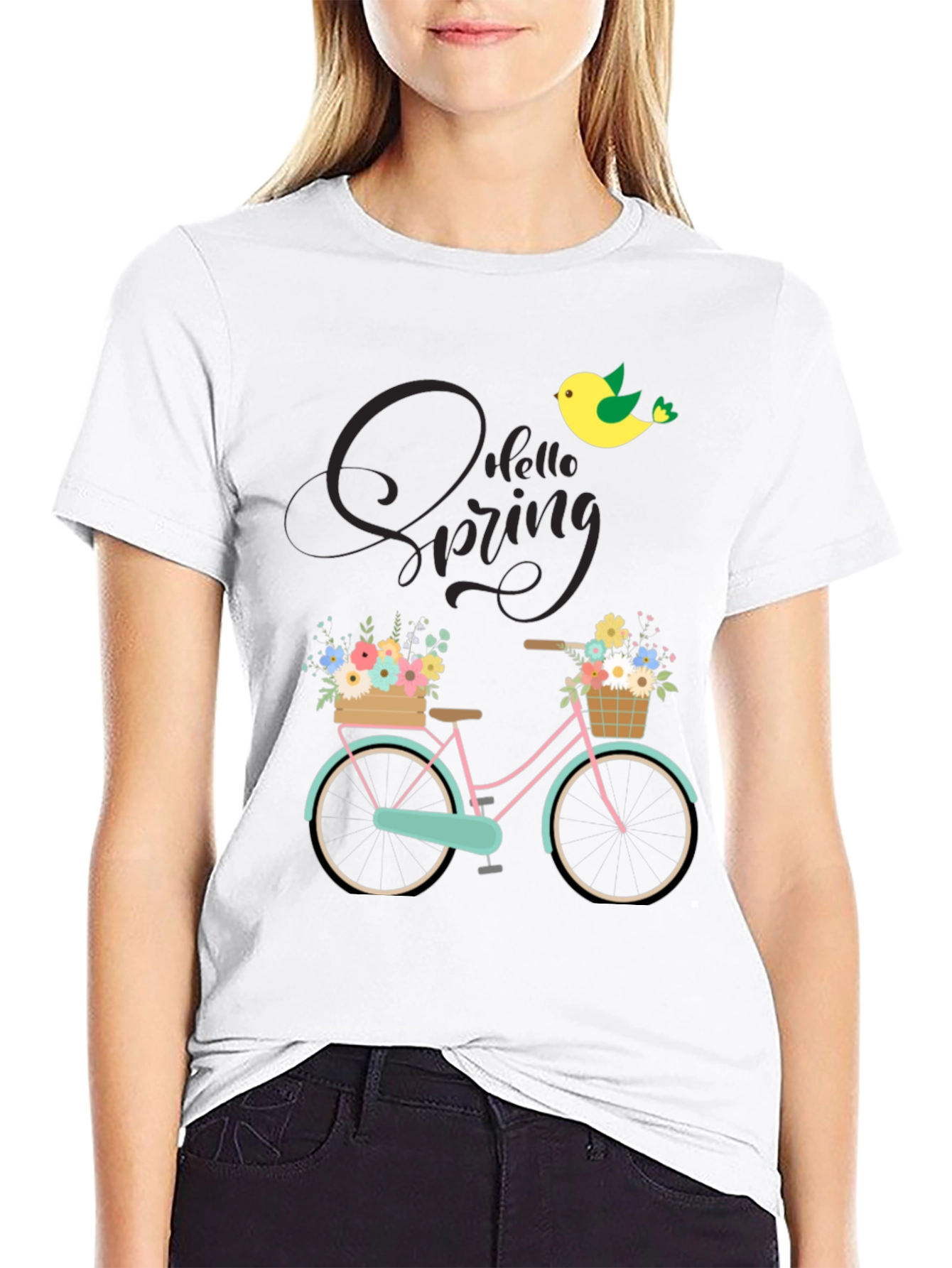 Black Spring Bicycle Graphic T-Shirt view 9