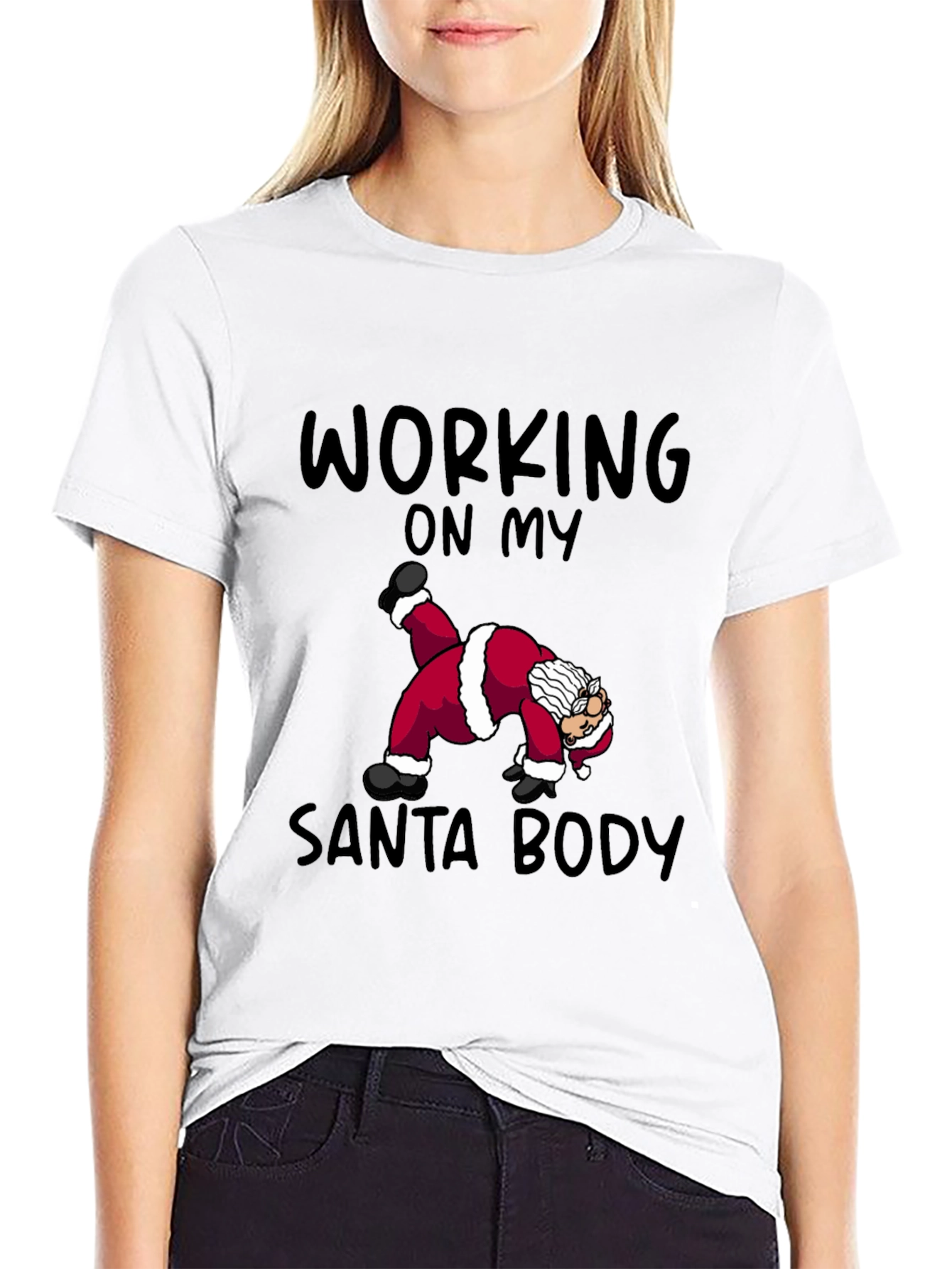 Black Funny Santa Workout T-Shirt view 9