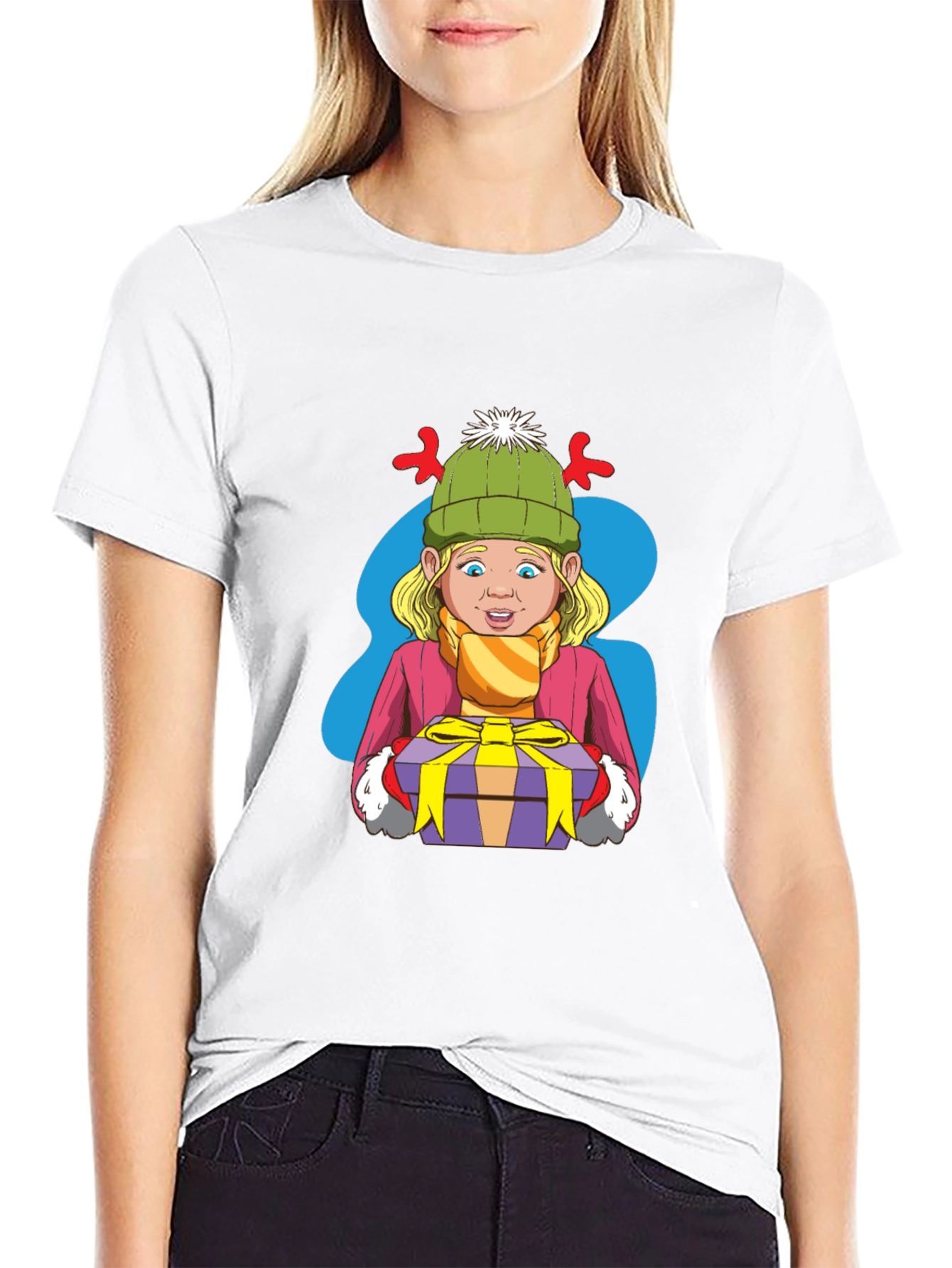 Black Festive Cartoon Graphic Tee view 9