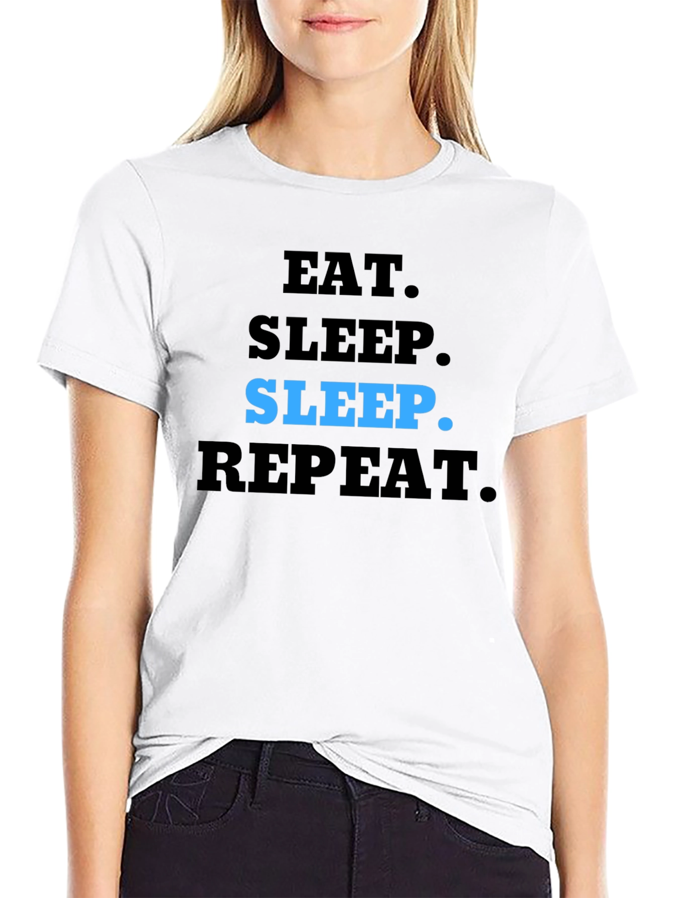 Black Eat Sleep Repeat T-Shirt - Black Casual Tee view 9
