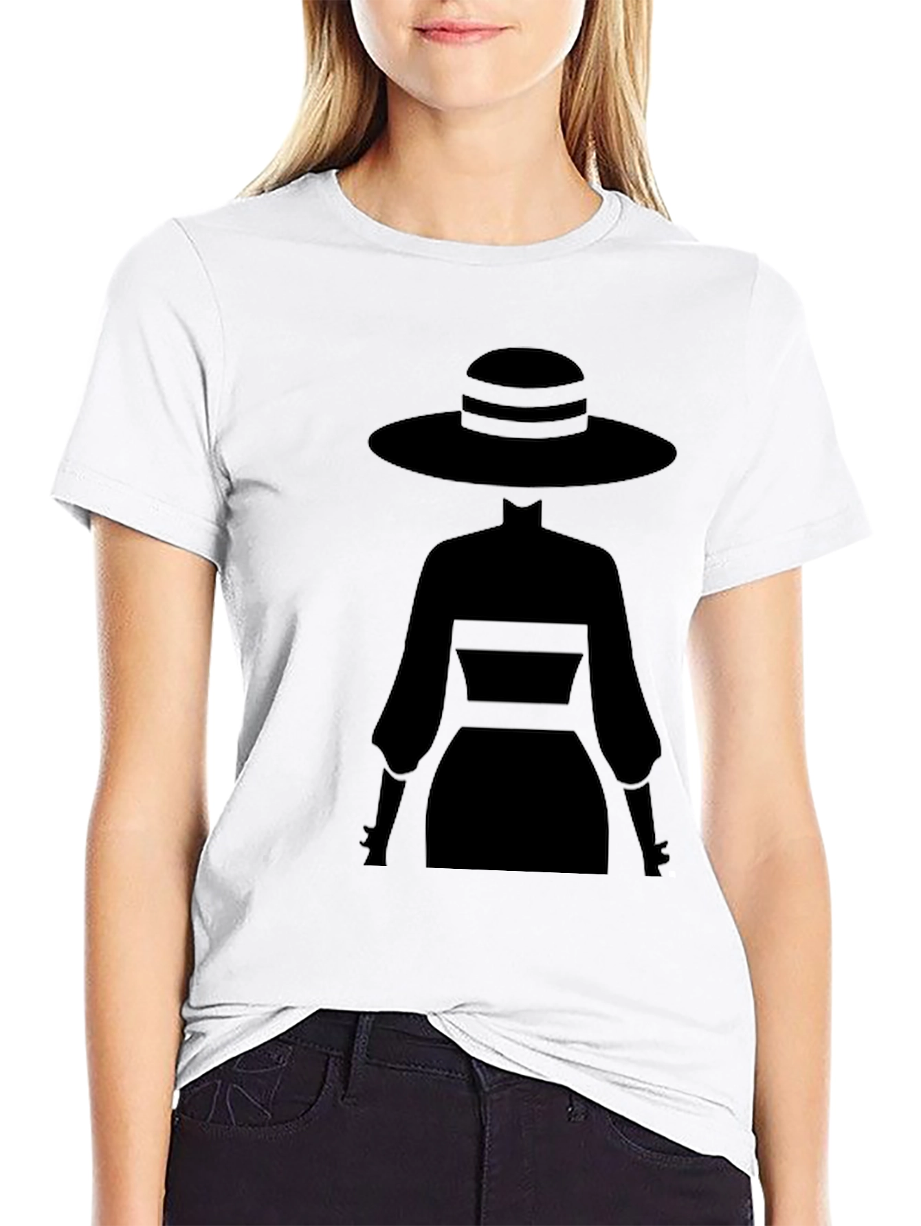 Black Elegant Silhouette Tee - Mystery Woman Style view 9