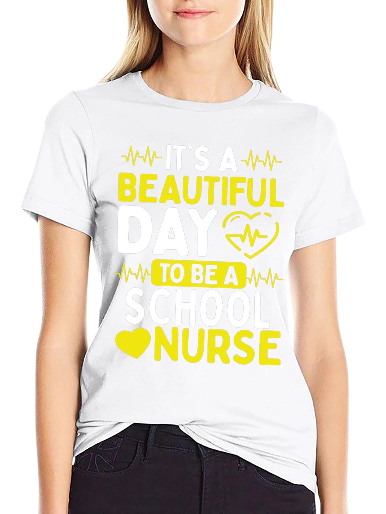 Black School Nurse T-Shirt - It's a Beautiful Day! view 9