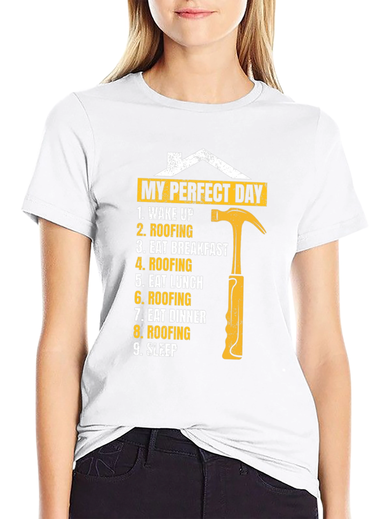 Black Roofer's Perfect Day T-Shirt - Construction Worker Gift view 9