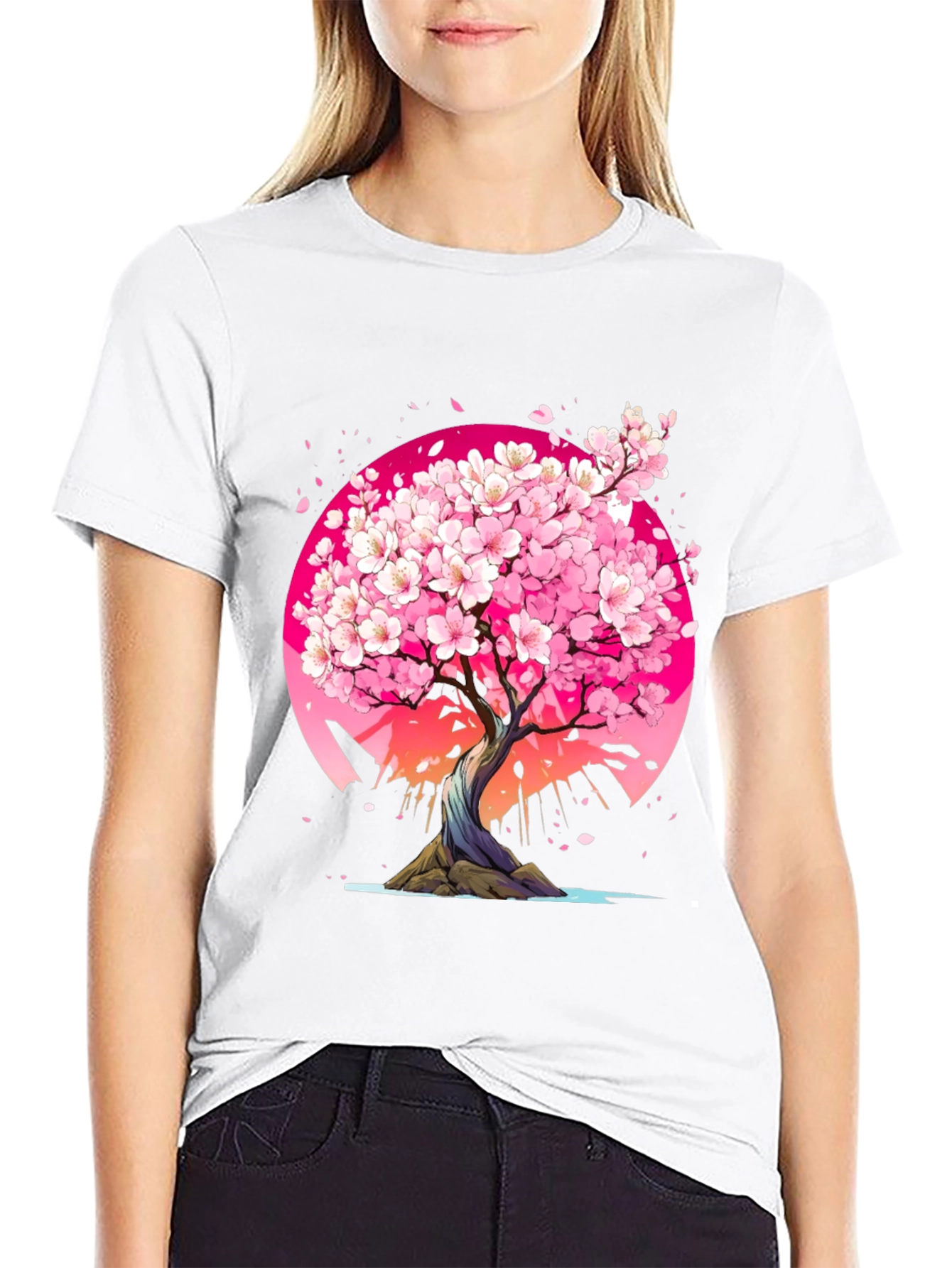 Black Cherry Blossom Tree Graphic Tee - Black view 9