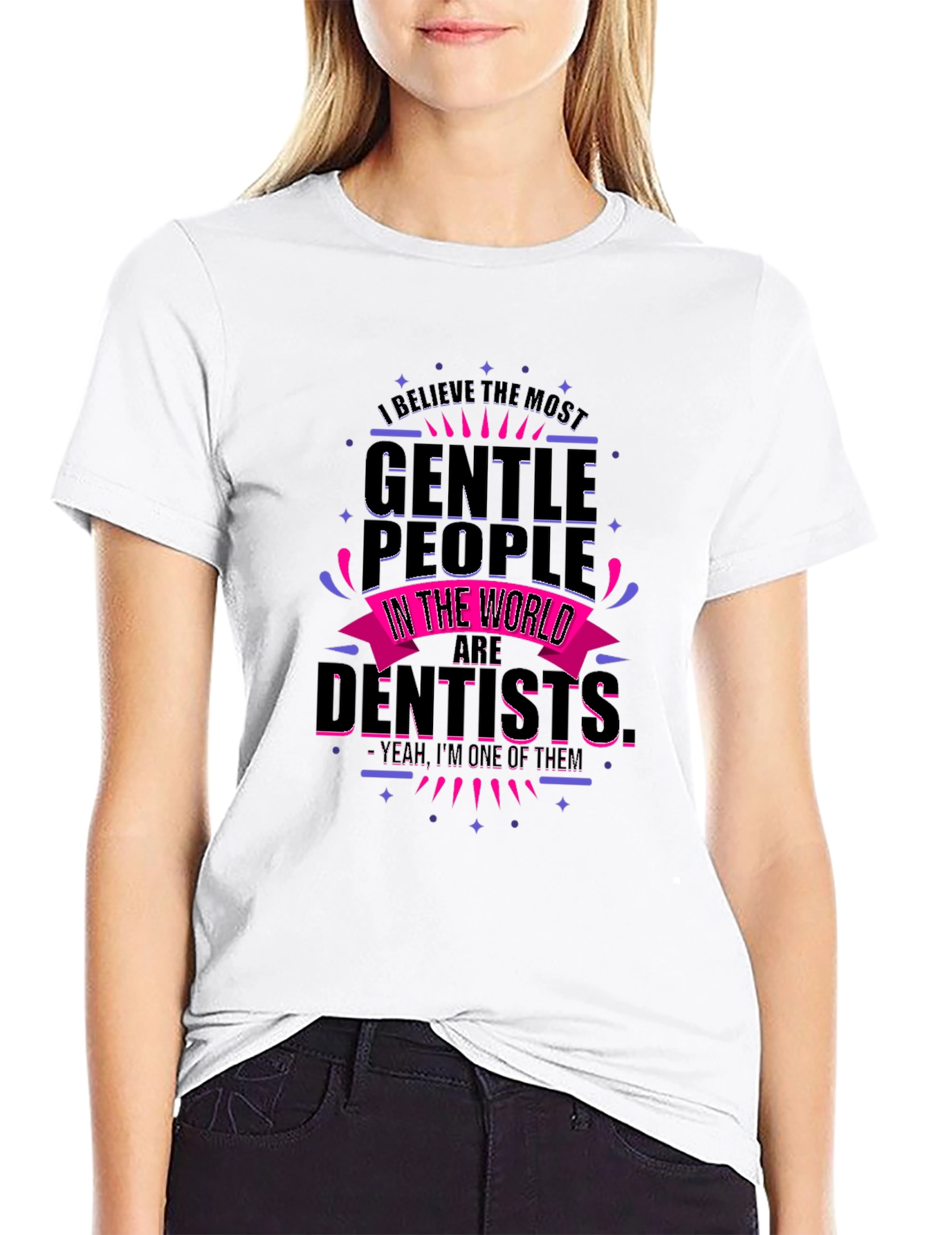 Black Gentle Dentist T-Shirt - Funny Dental Apparel view 9