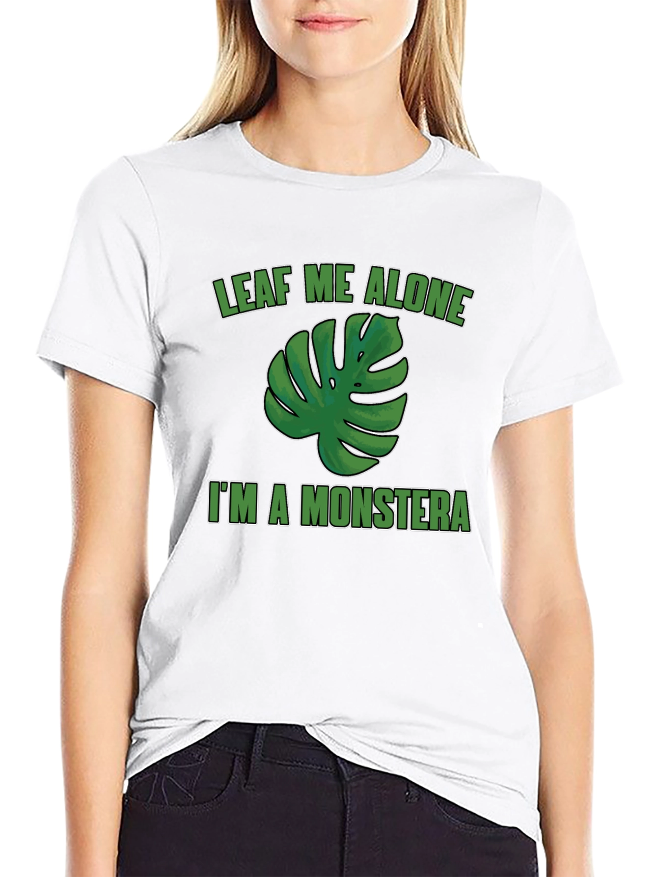 Black Leaf Me Alone Monstera Graphic T-Shirt view 9