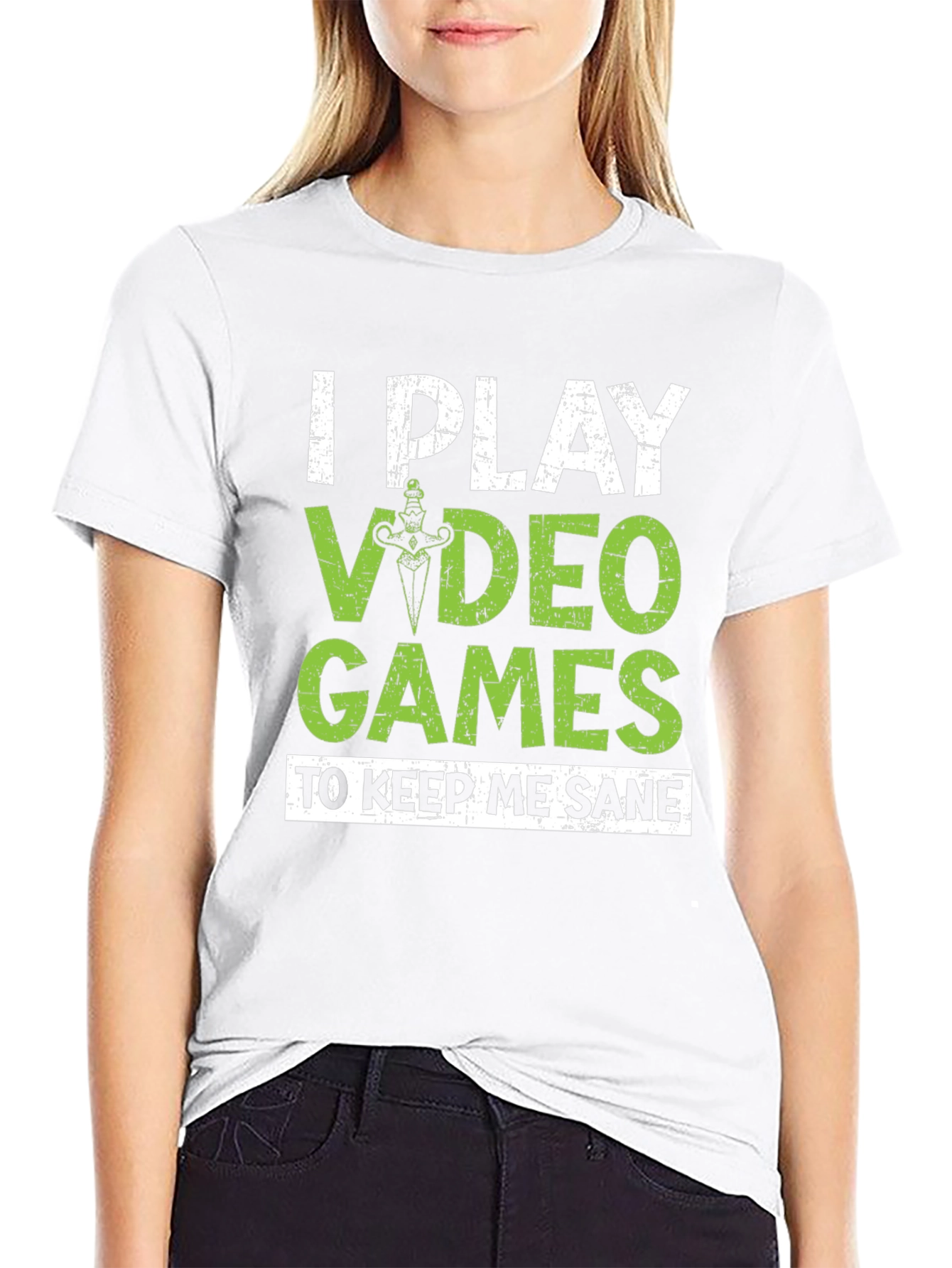 Black Gamer T-Shirt - I Play Video Games To Keep Me Sane Tee view 9