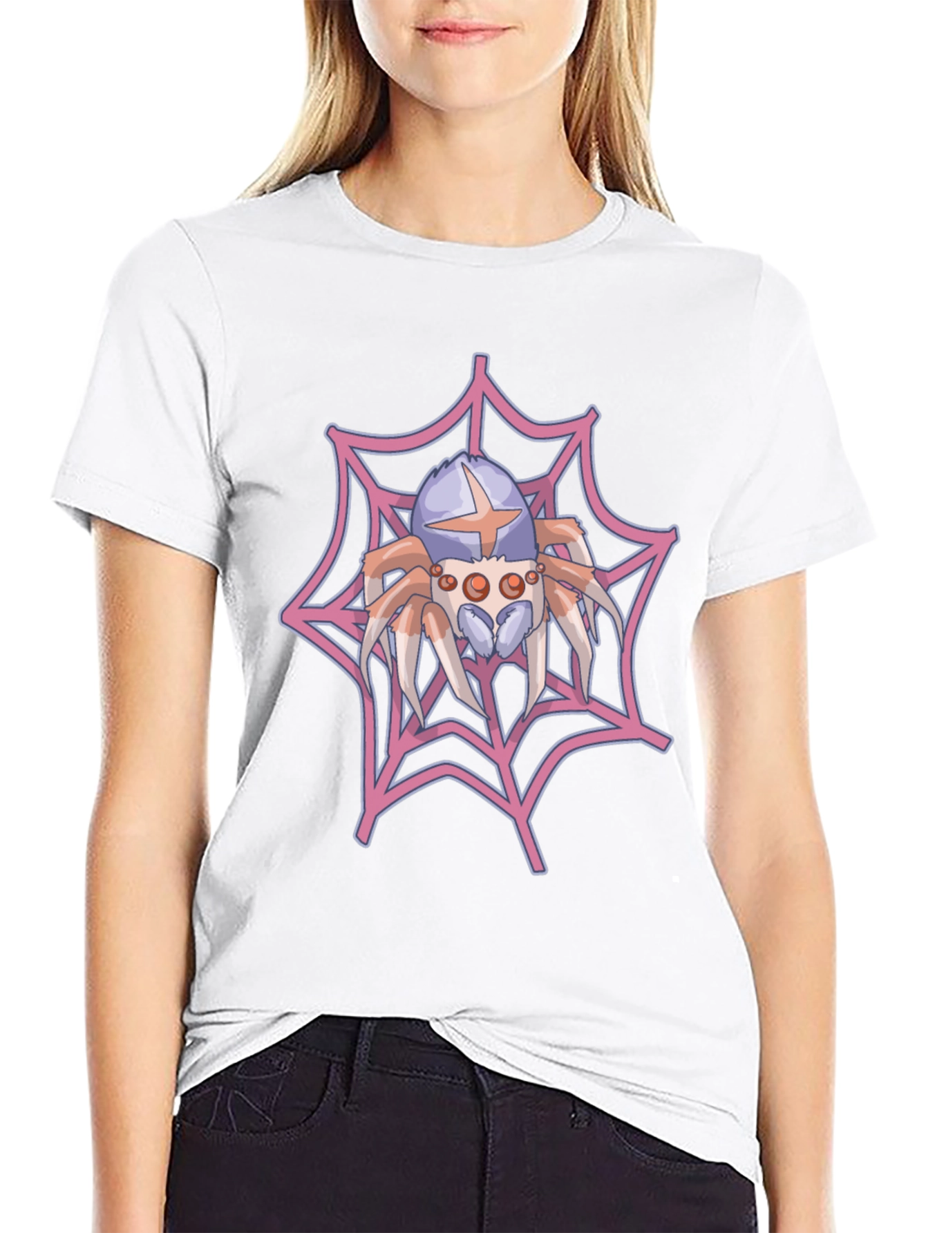 Black Spider Web Graphic Tee - Novelty Print Shirt view 9