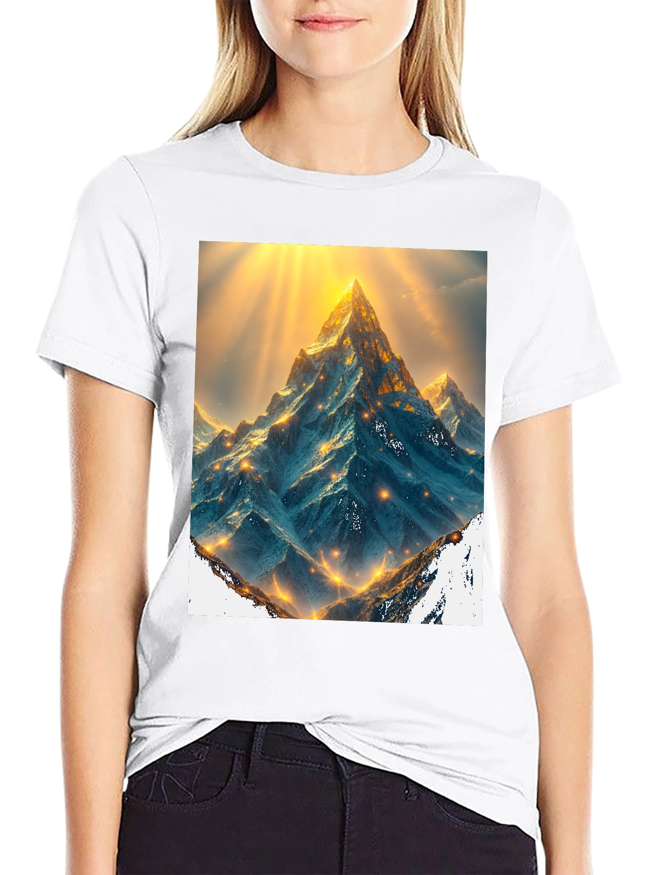 Black Mountain Peak Graphic Tee - Black Cotton Blend view 9