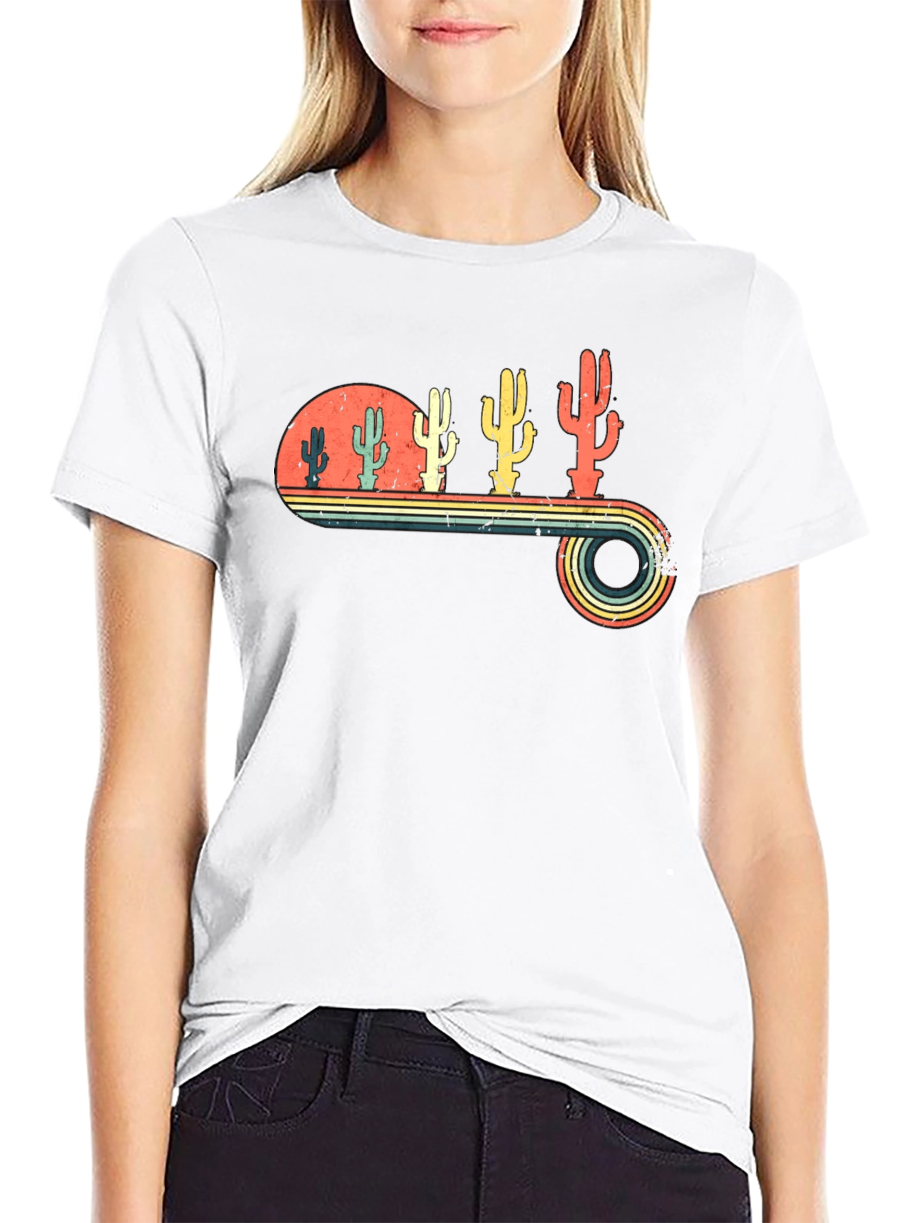 Black Retro Cactus T-Shirt view 9