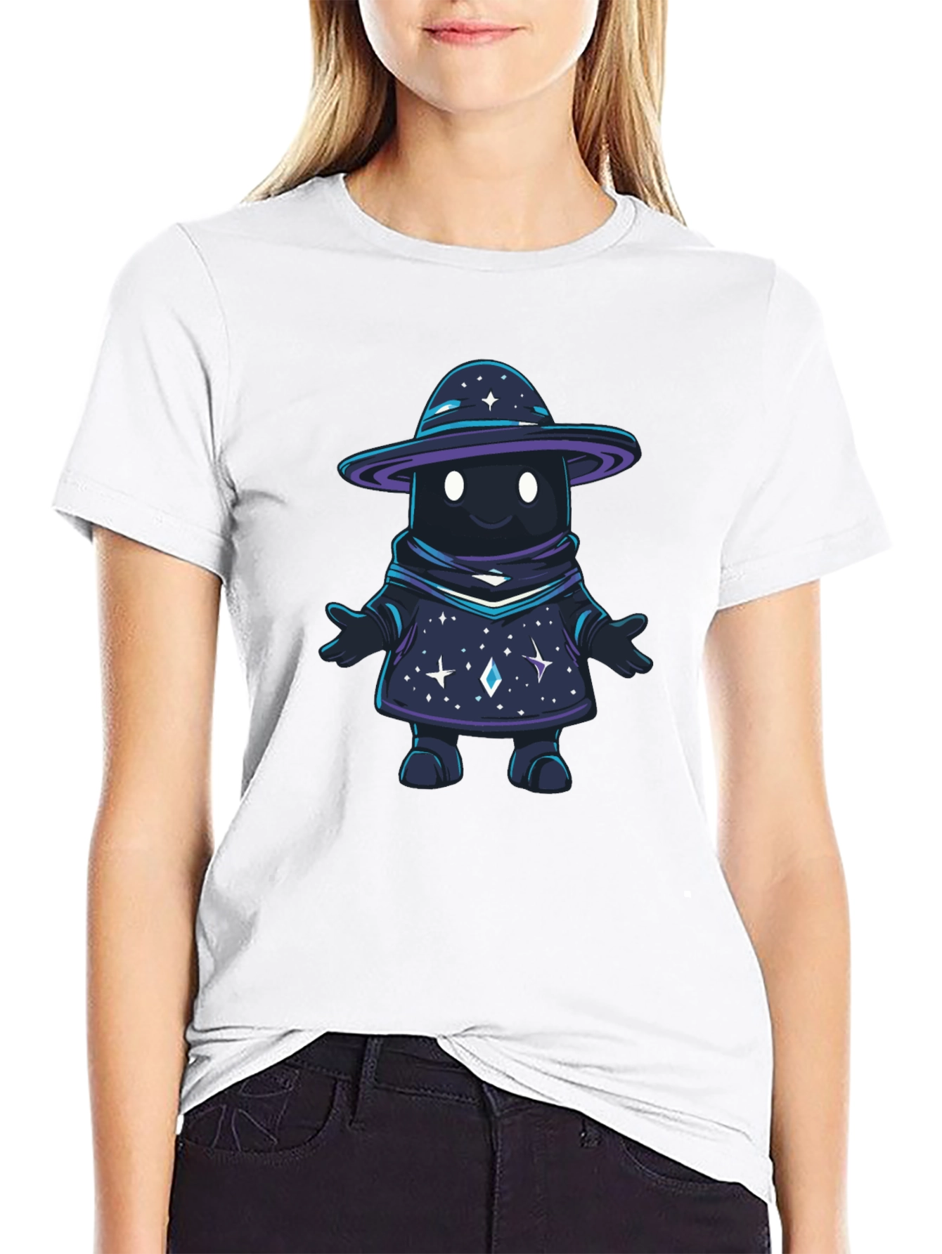Black Galaxy Wizard Graphic T-Shirt - Unisex Black Tee view 9