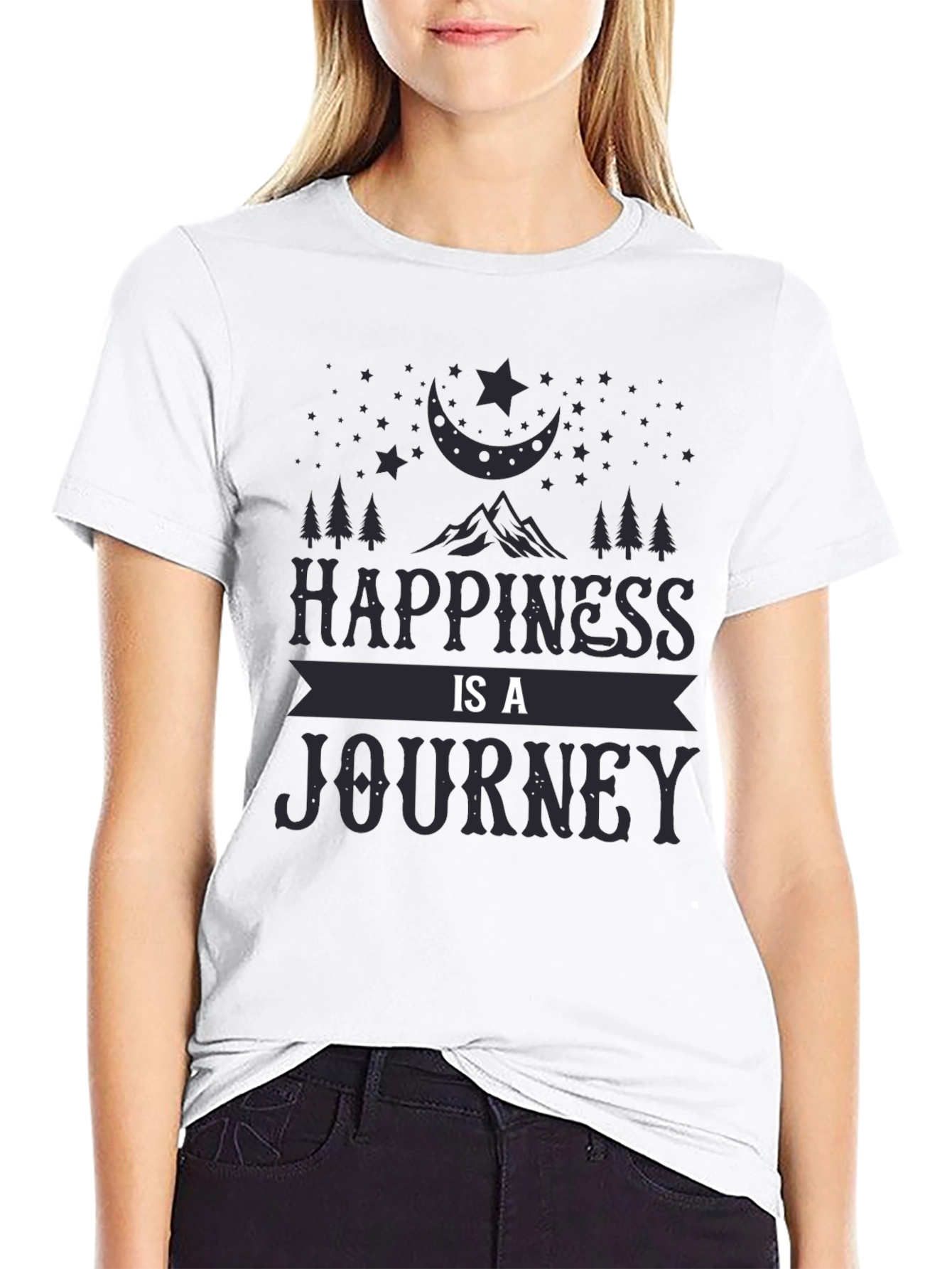 Black Happiness Is A Journey Black T-Shirt view 9