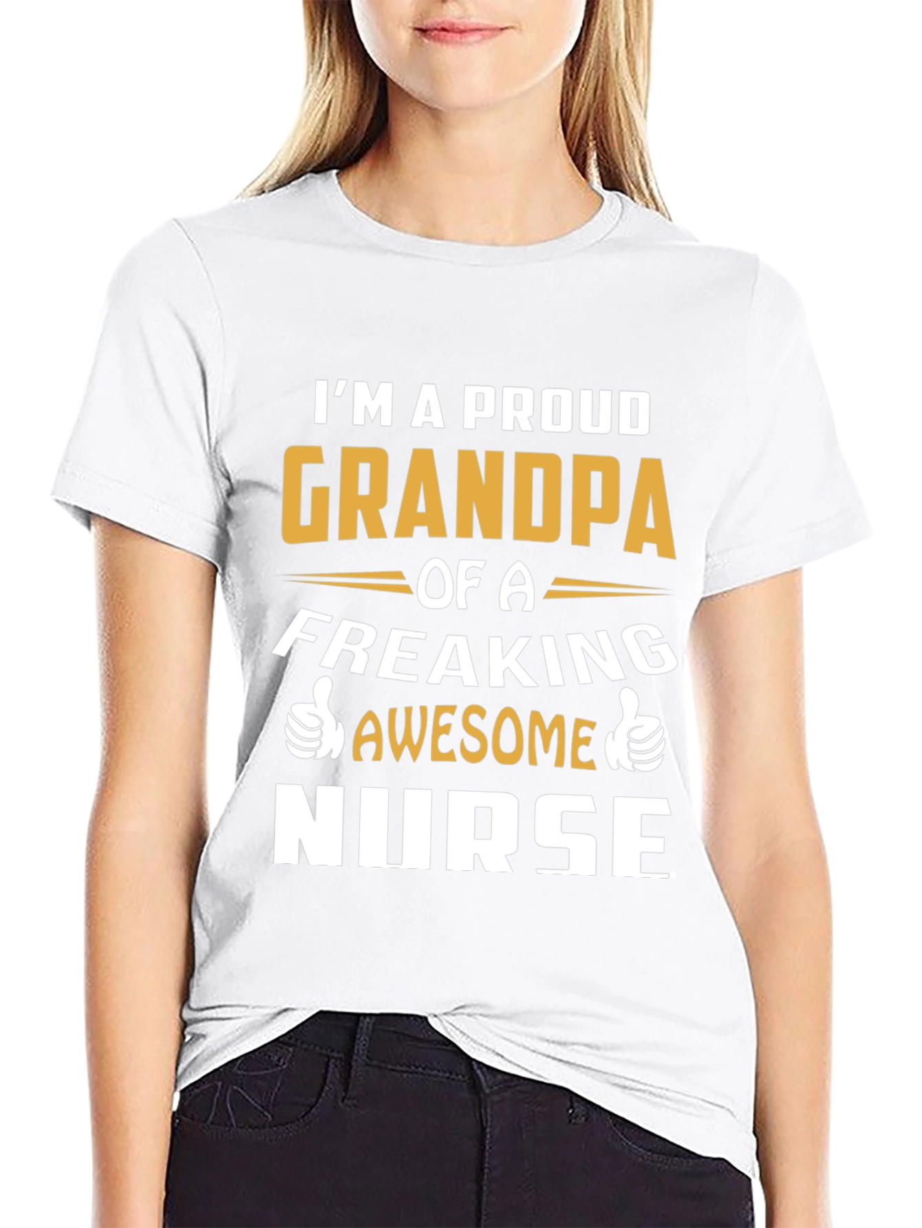Black Proud Grandpa of an Awesome Nurse T-Shirt view 9