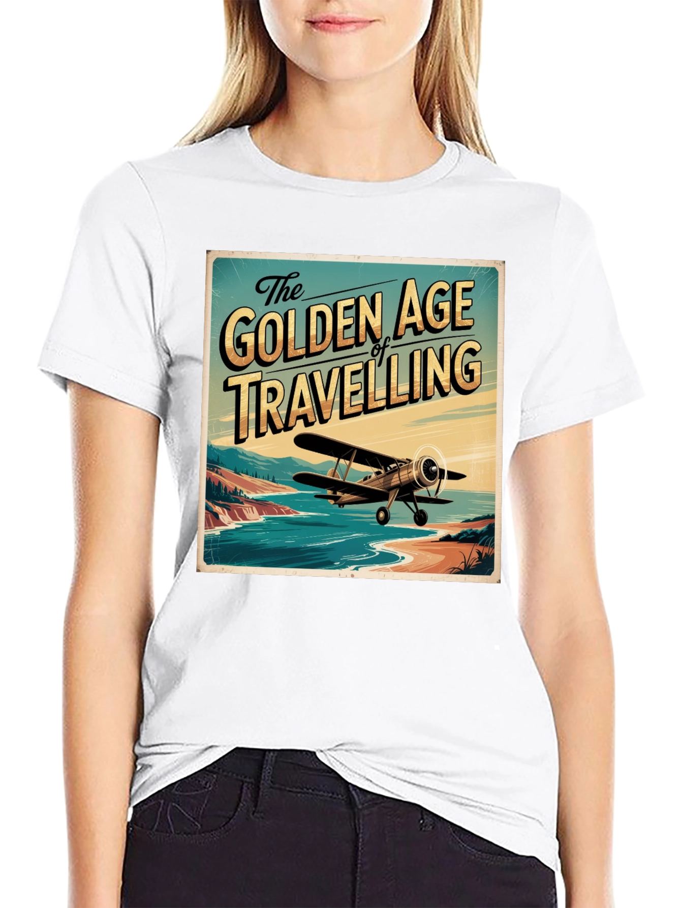 Black Golden Age of Travelling Graphic Tee view 9