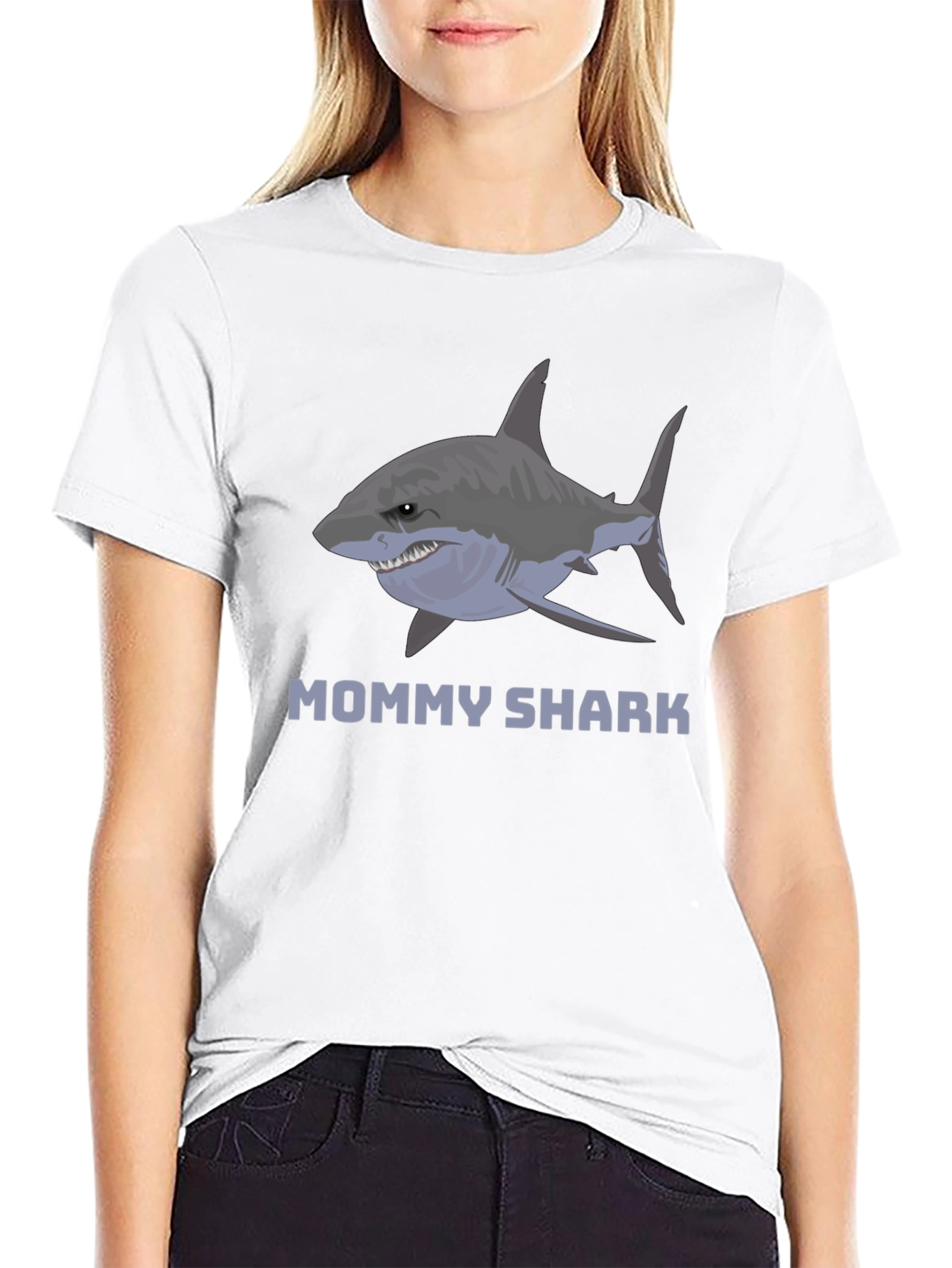 Black Mommy Shark Graphic Tee -  Stylish Cotton Blend view 9