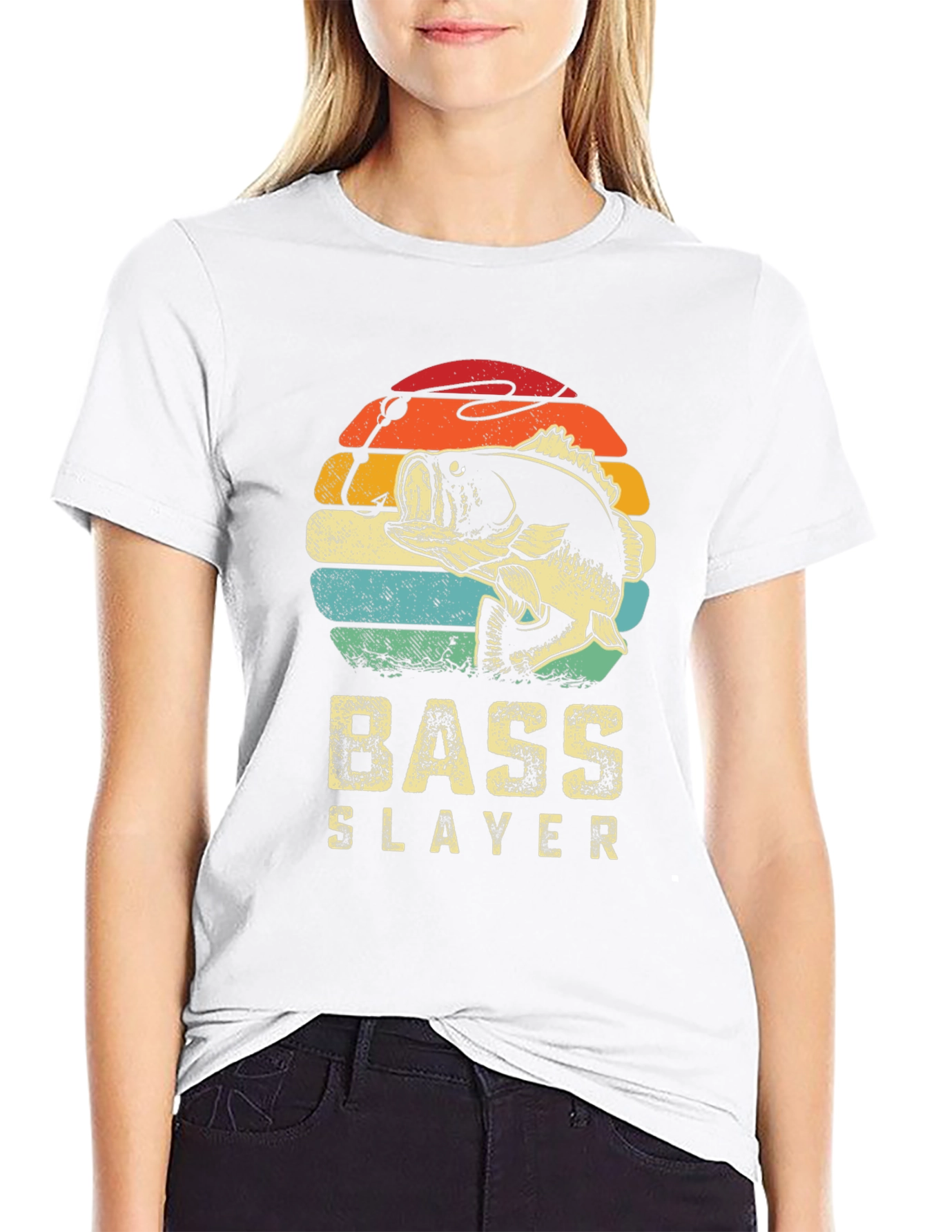 Black Bass Slayer Graphic Tee - Retro Fishing Shirt view 9