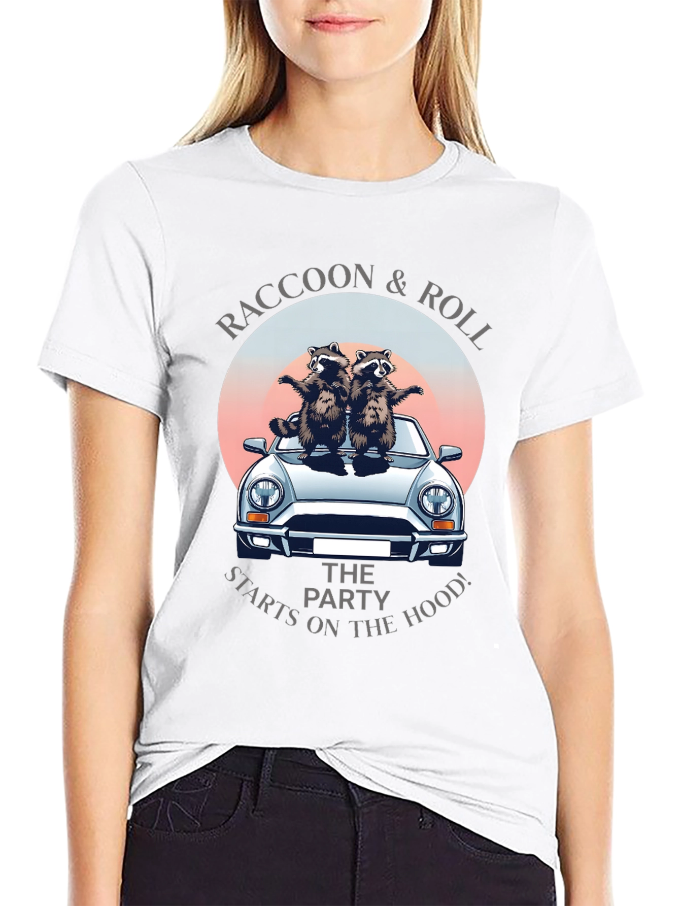 Black Raccoon & Roll Tee - Party on the Hood view 9