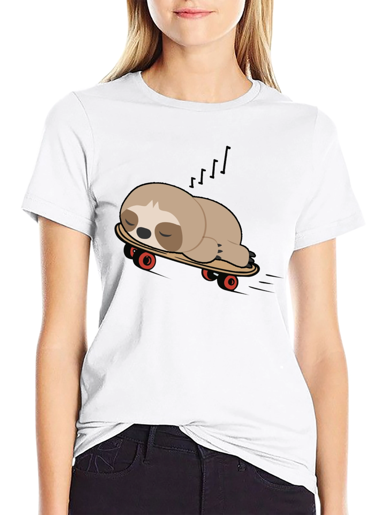 Black Sloth on Skateboard Graphic Tee - Unisex view 9