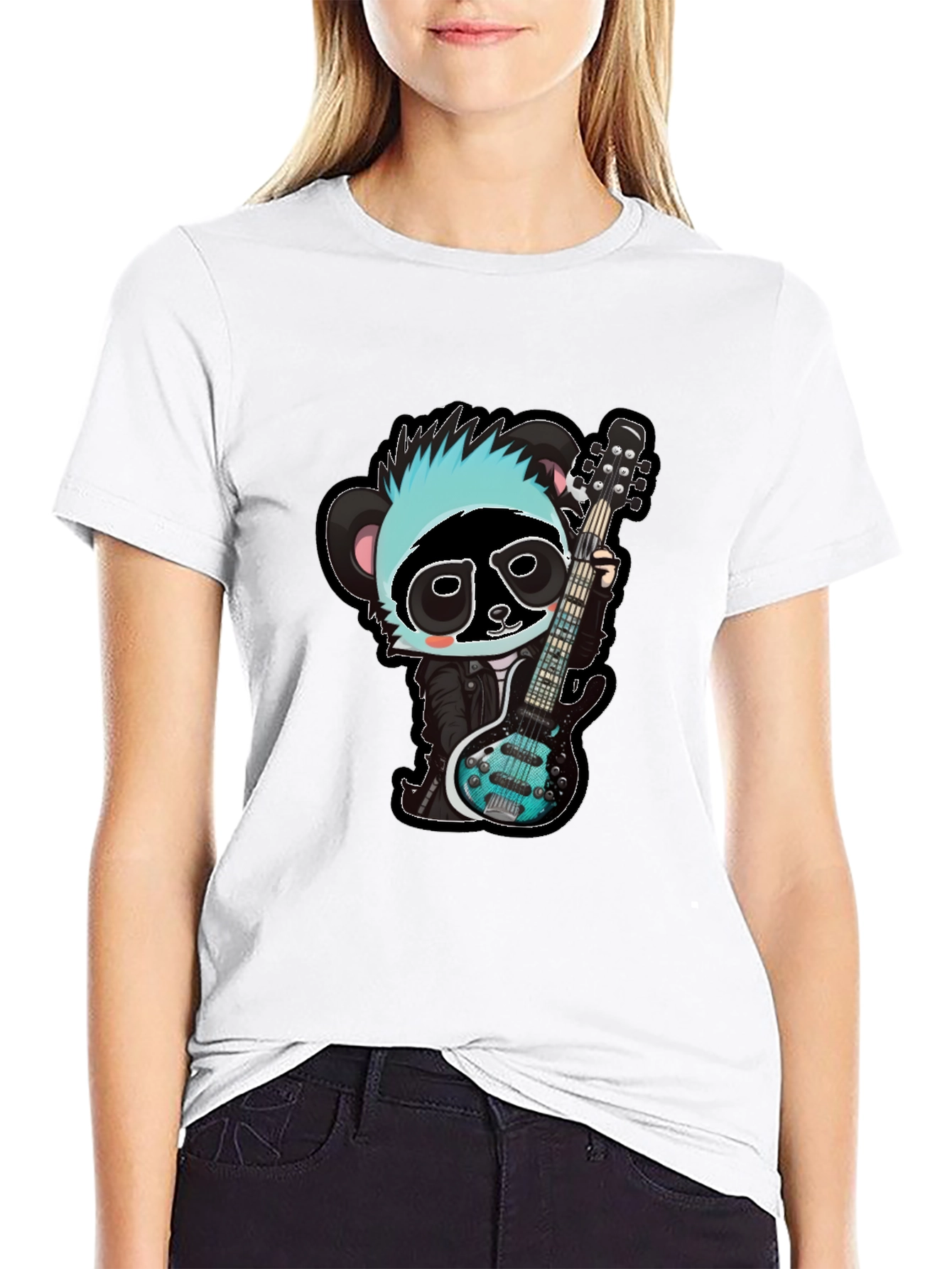 Black Rockin' Panda Graphic Tee - Black Unisex T-Shirt view 9