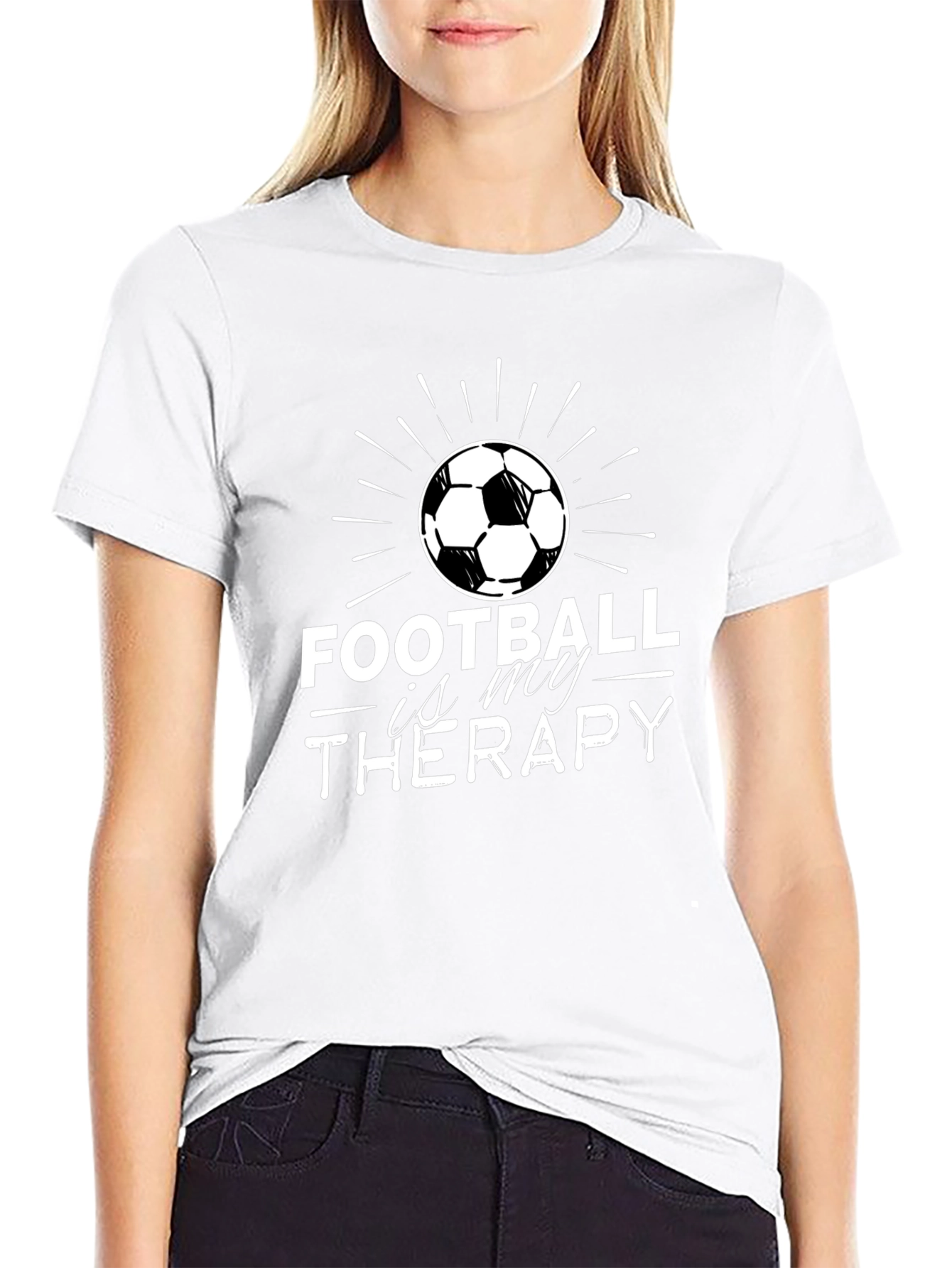 Black Football is My Therapy T-Shirt - Black view 9