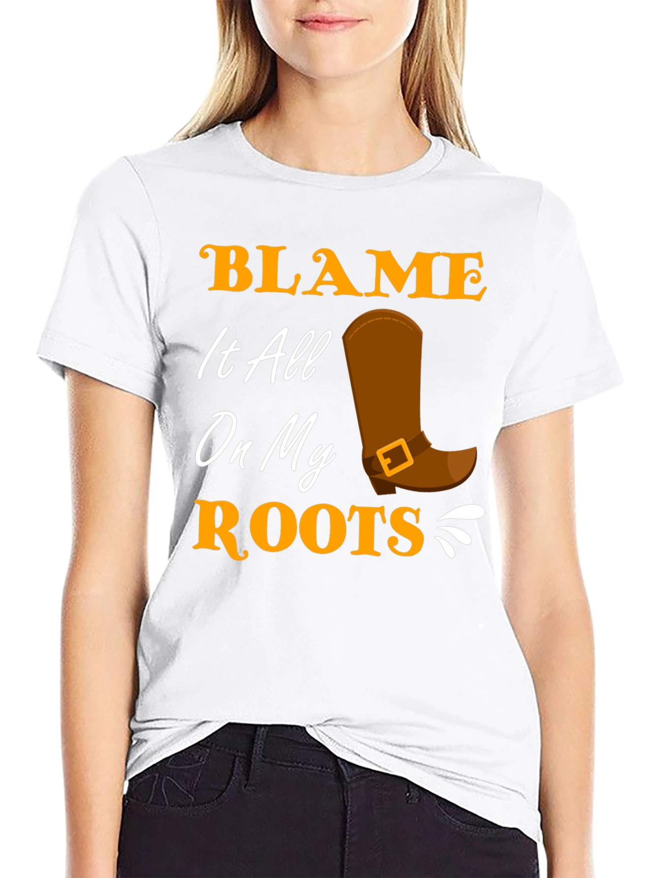 Black Blame It All On My Roots Black T-Shirt view 9