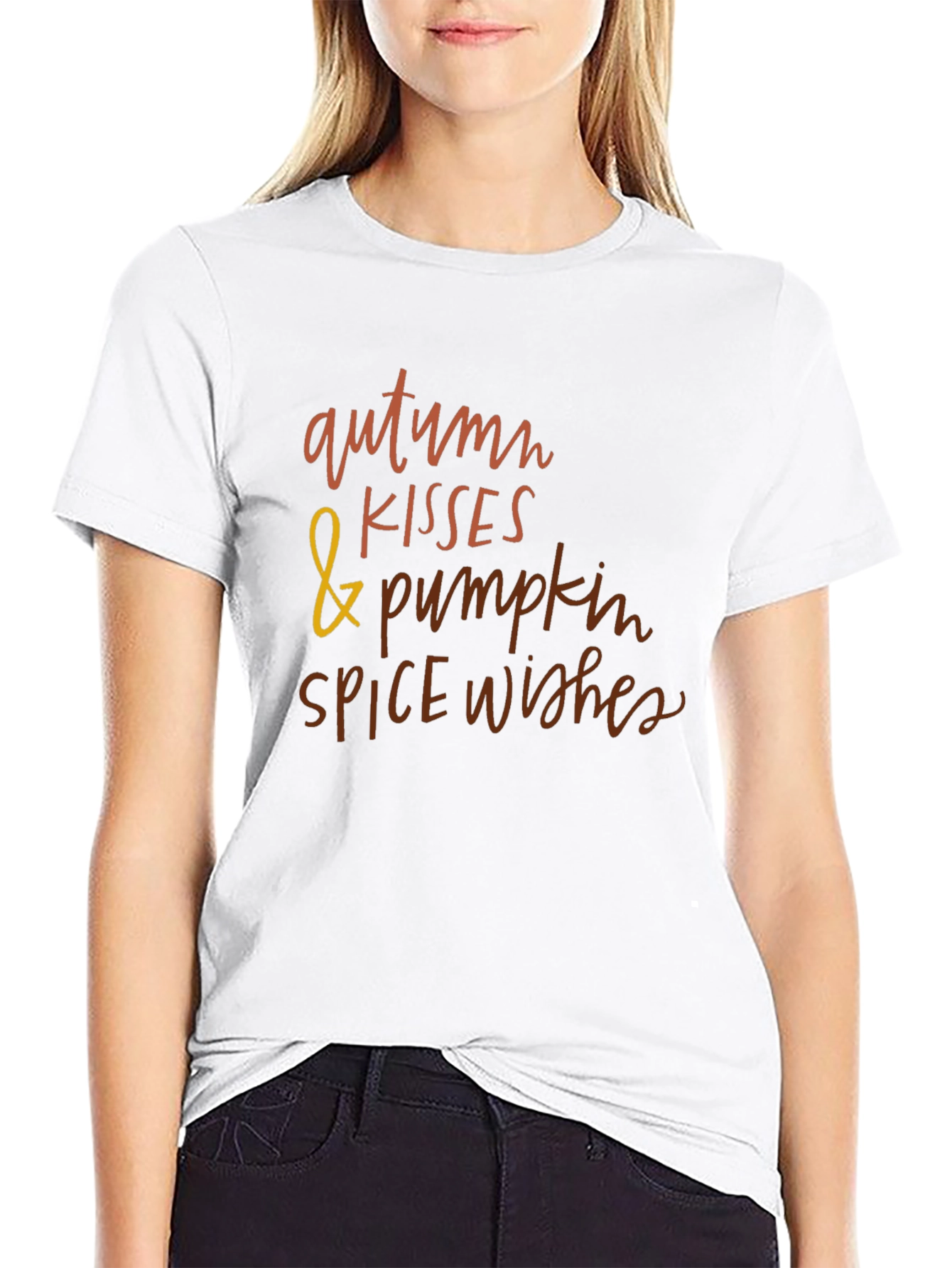 Black Autumn Kisses & Pumpkin Spice Wishes T-Shirt view 9