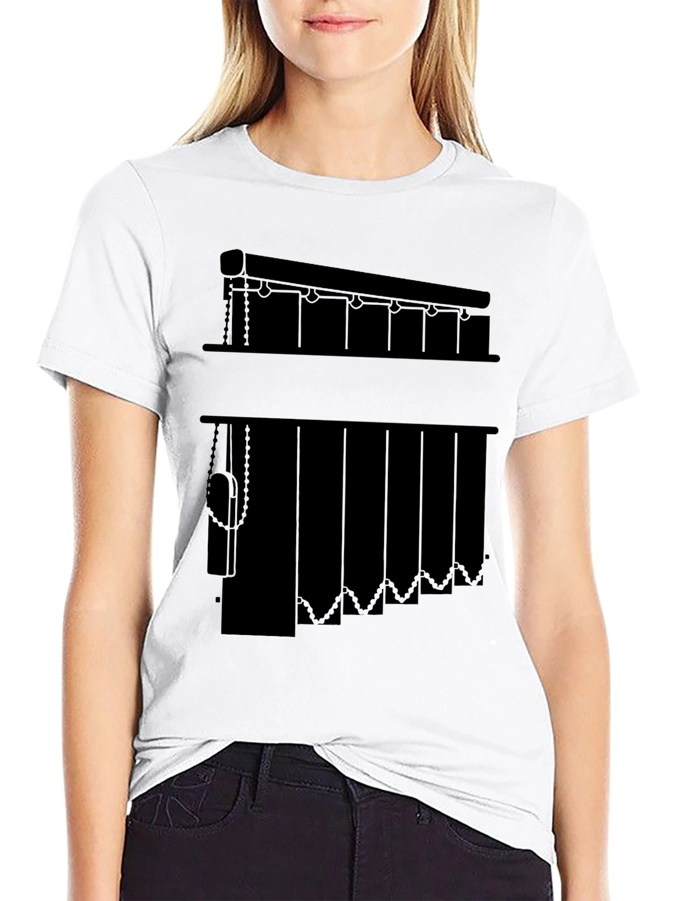 Black Vertical Blinds Graphic Tee - Novelty Window Covering Shirt view 9